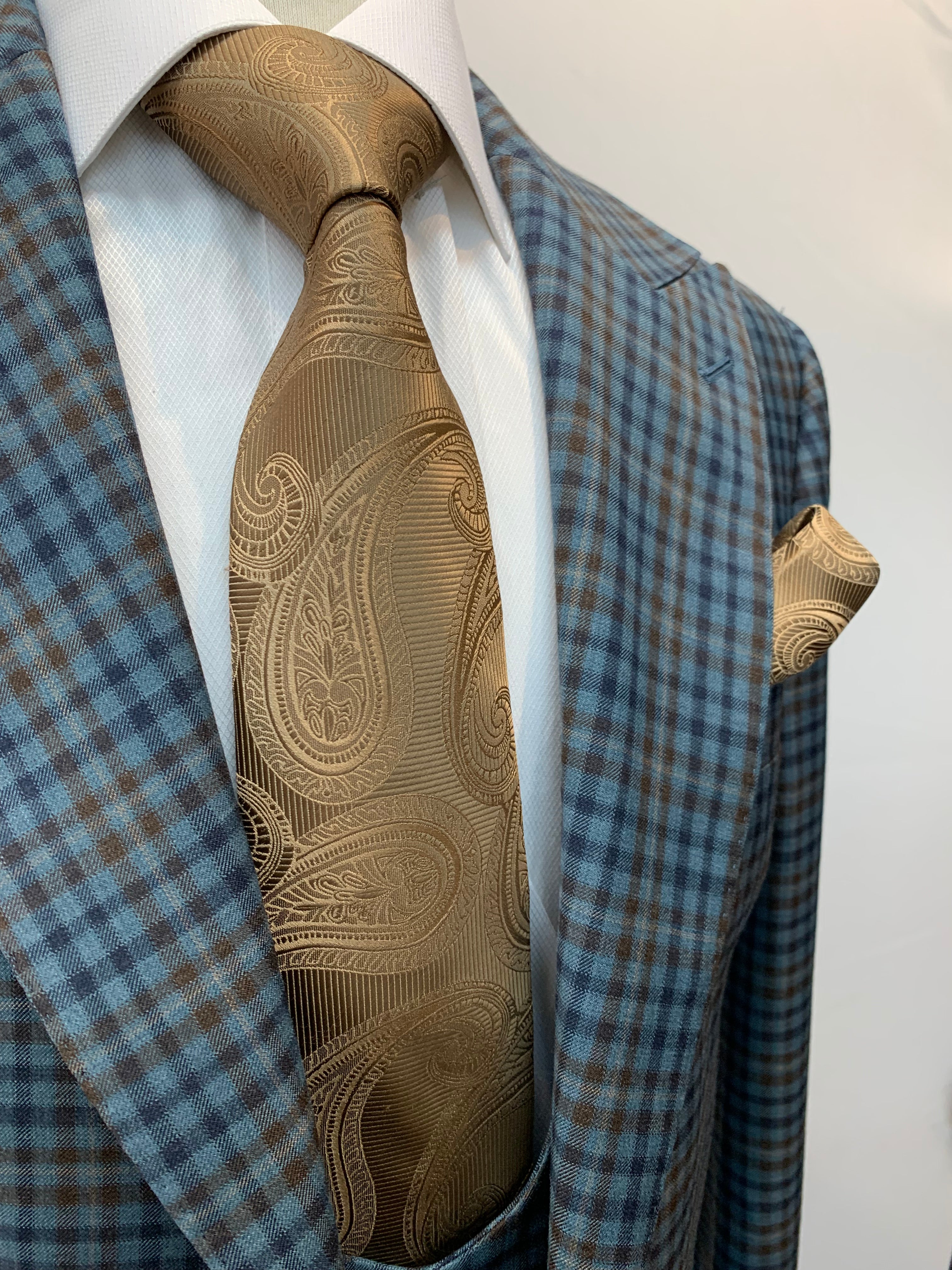 Berragamo Blue/Brown Plaid 3pc Suit