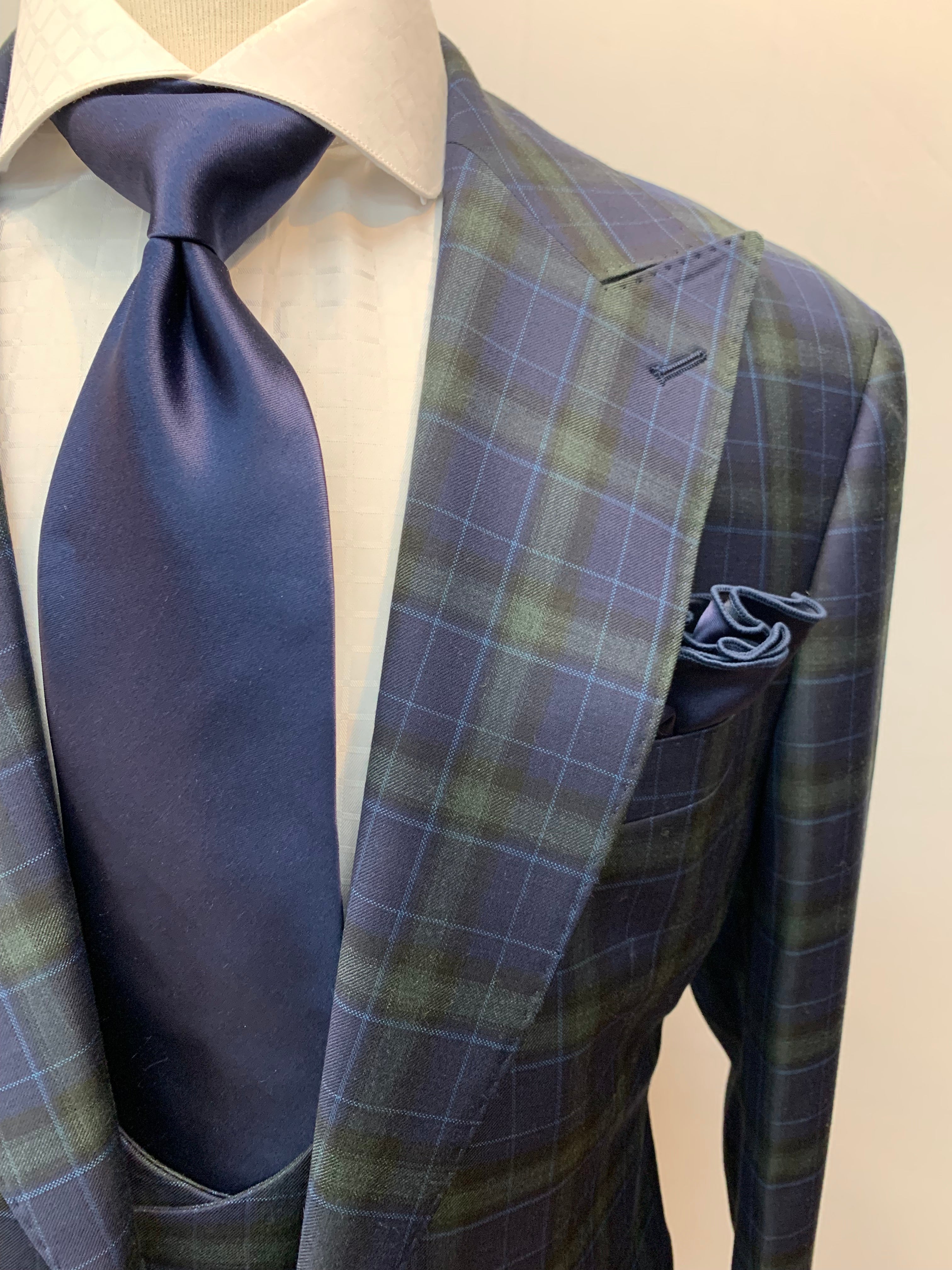 Tiglio Navy Blue/Green Tartan