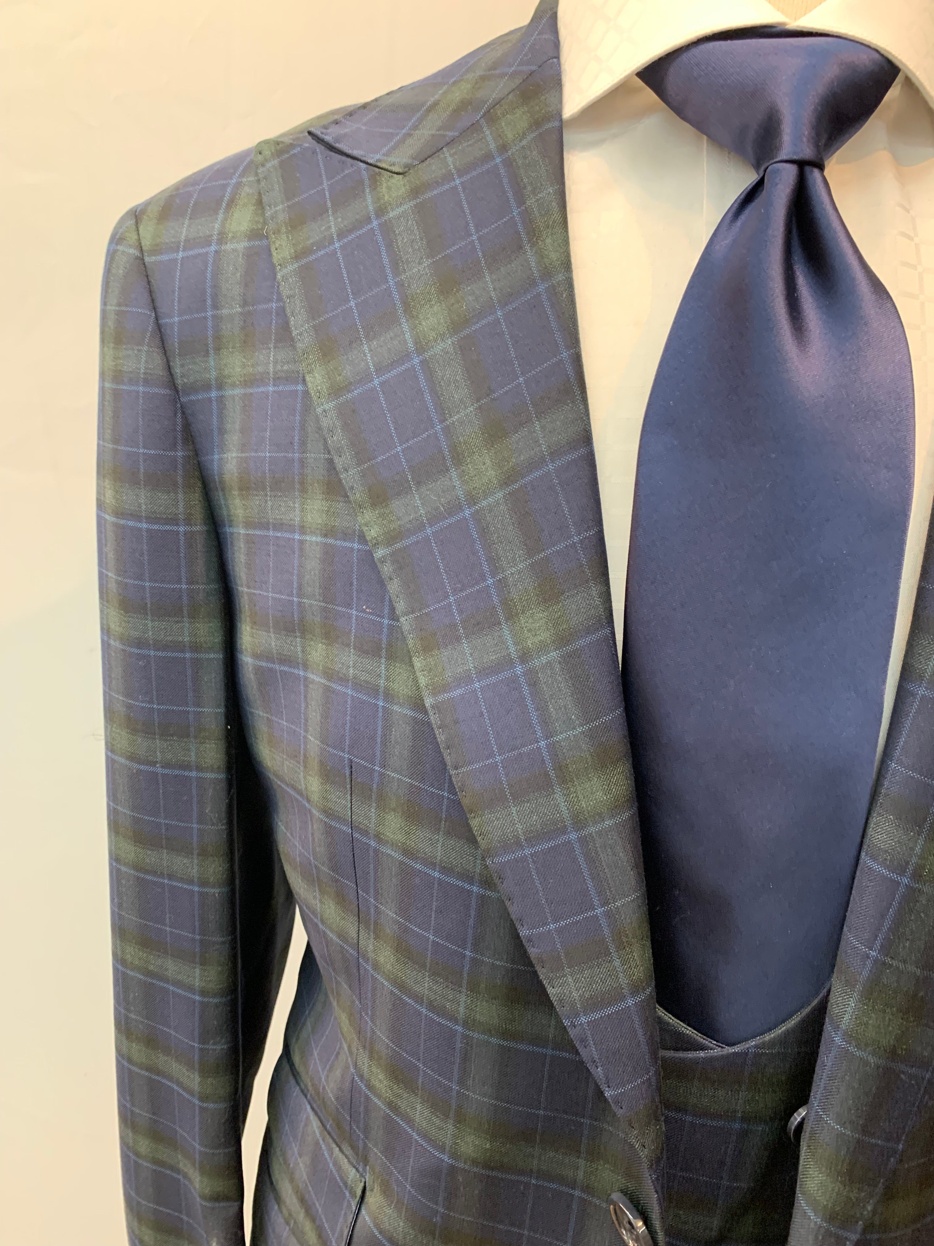 Tiglio Navy Blue/Green Tartan