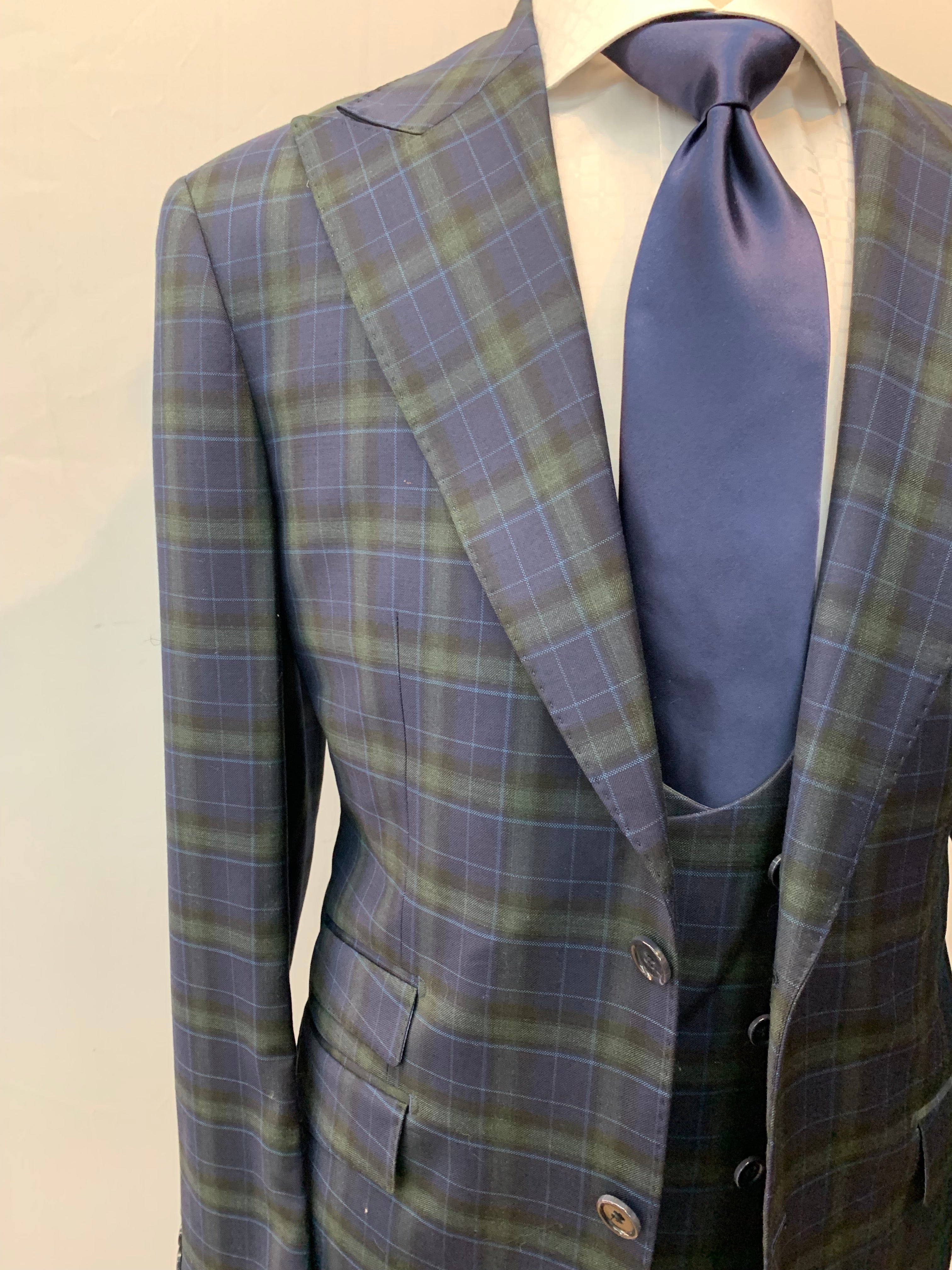 Tiglio Navy Blue/Green Tartan
