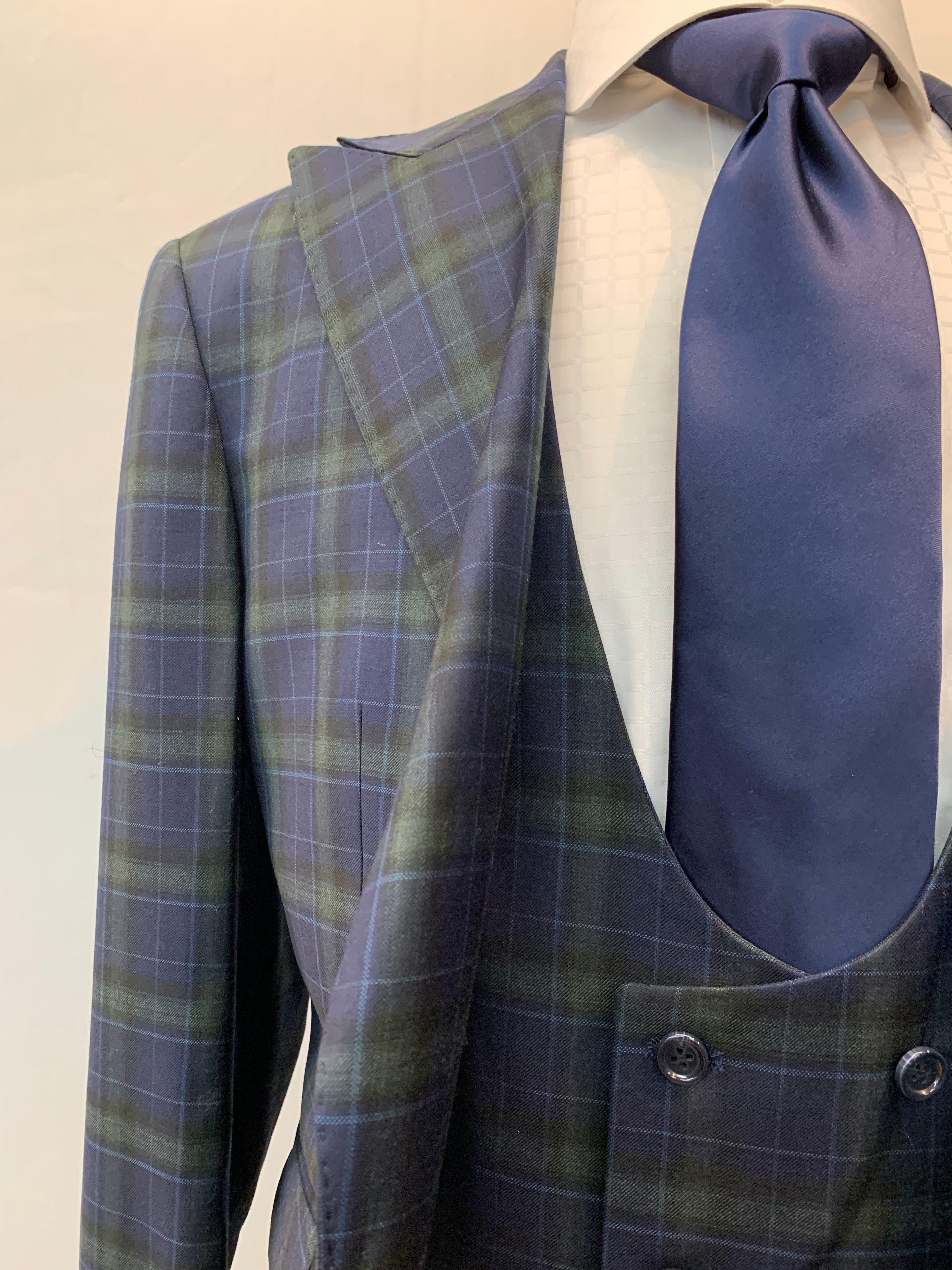 Tiglio Navy Blue/Green Tartan