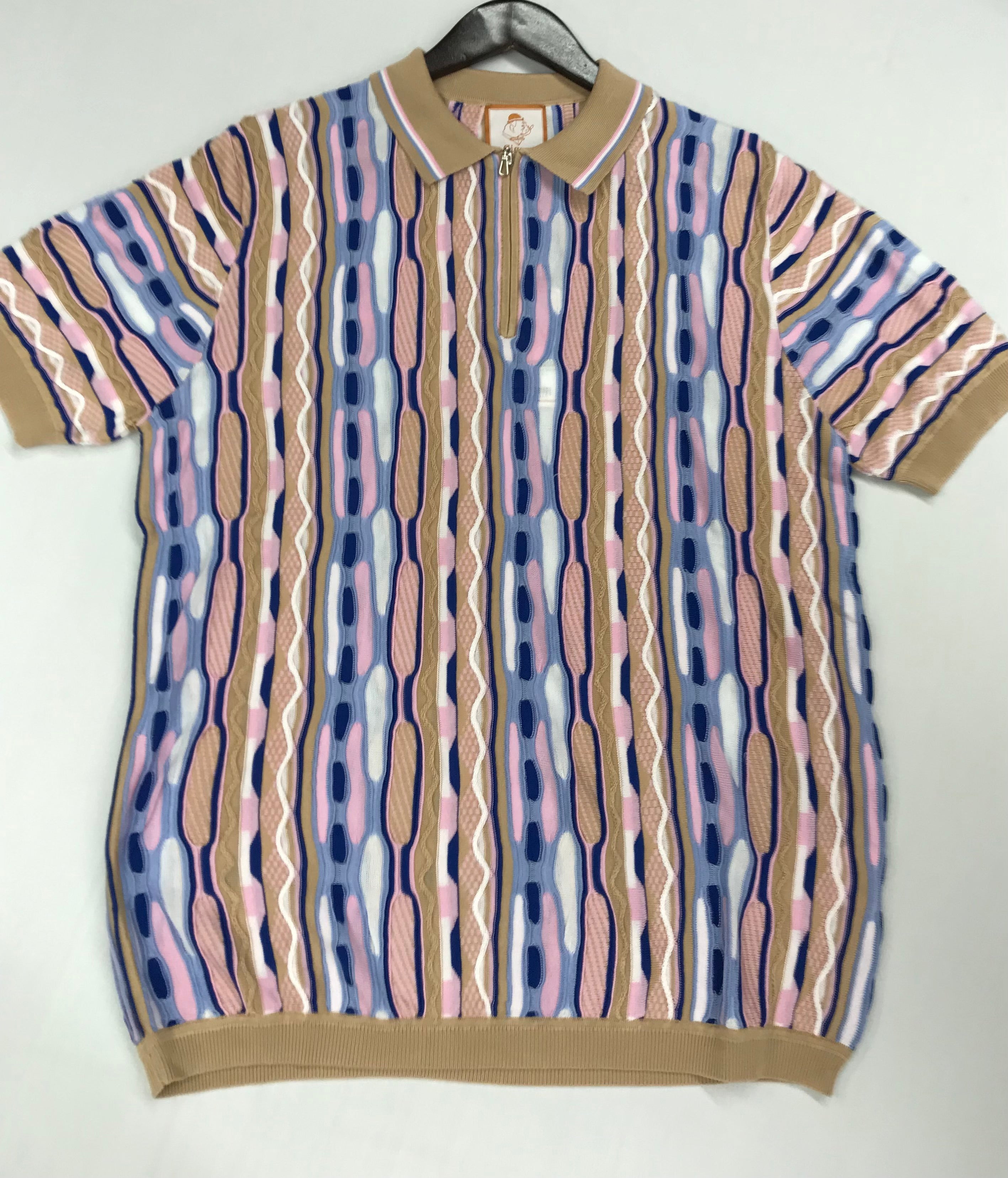 Couture Tan/Blue/Pink Short Sleeve Shirt