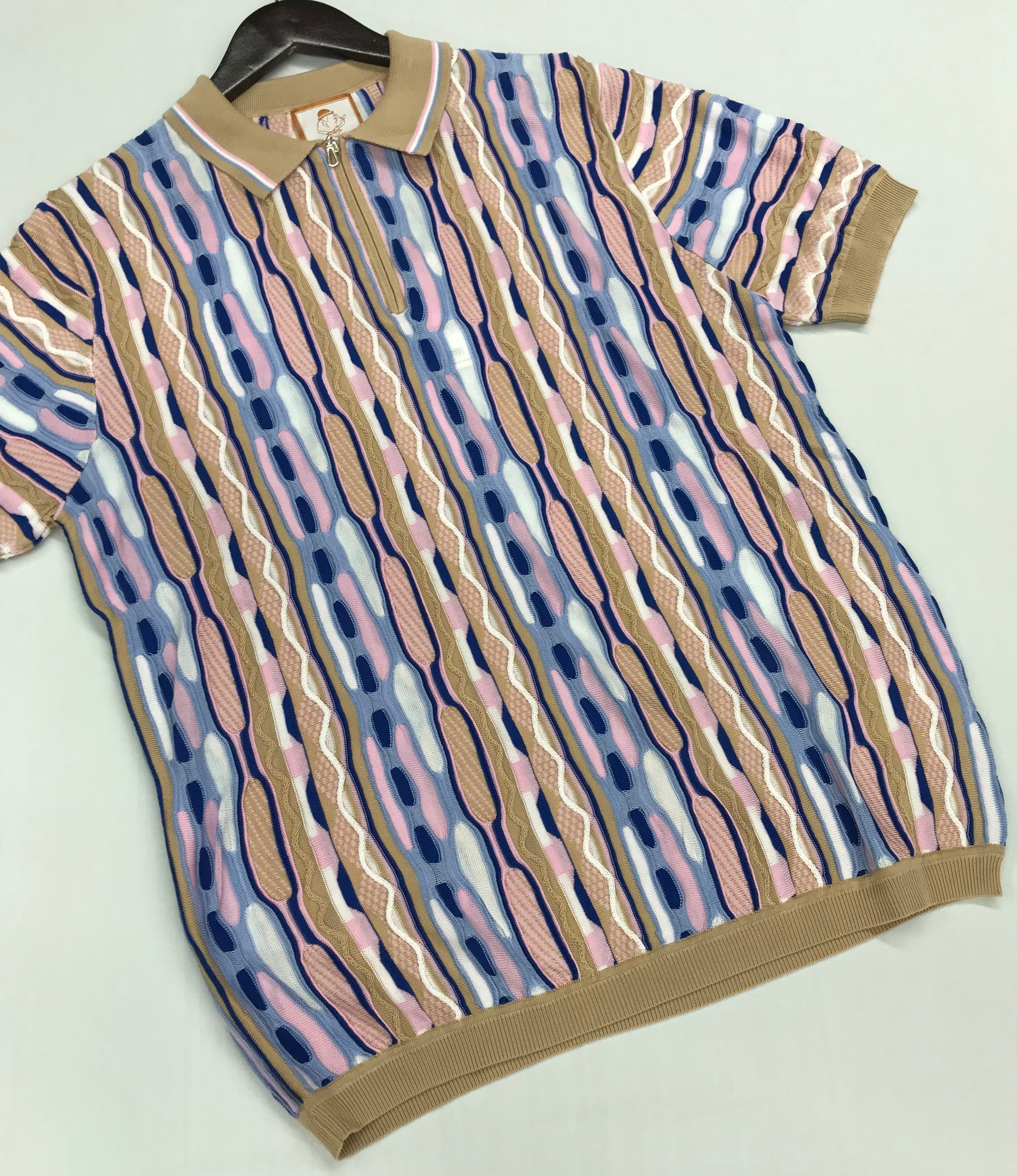 Couture Tan/Blue/Pink Short Sleeve Shirt