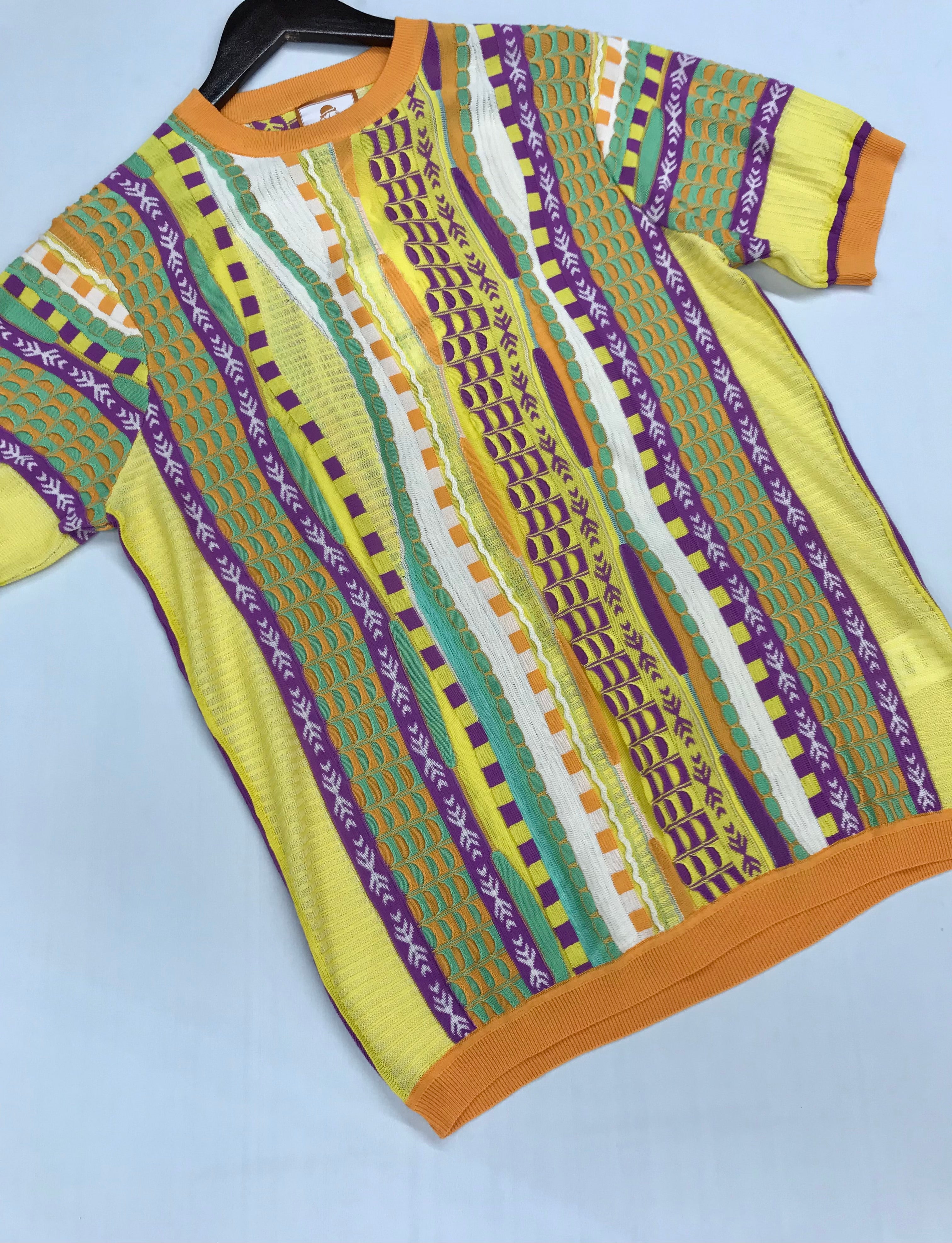 Couture Orange/Purple/Green Short Sleeve Shirt