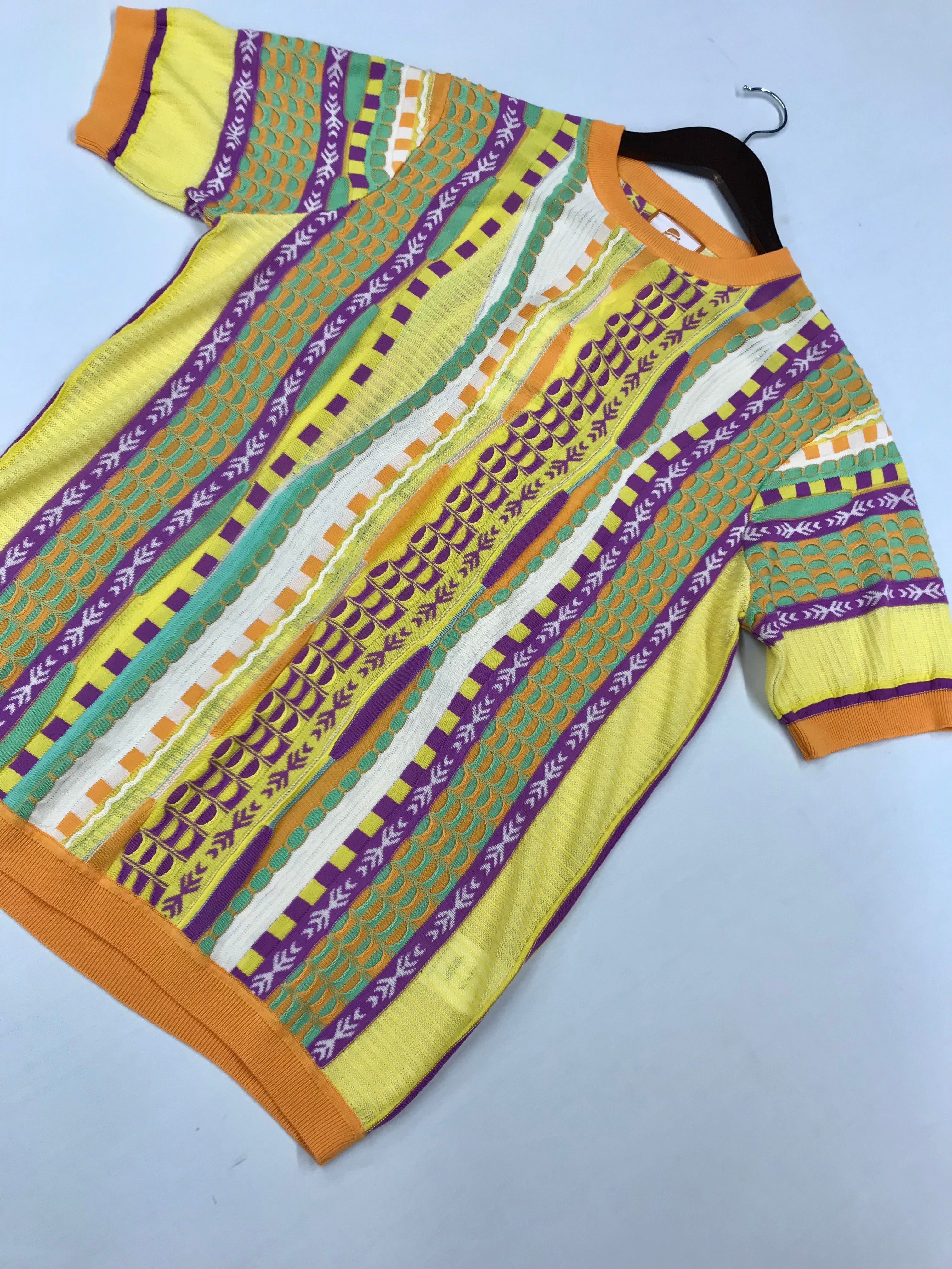 Couture Orange/Purple/Green Short Sleeve Shirt