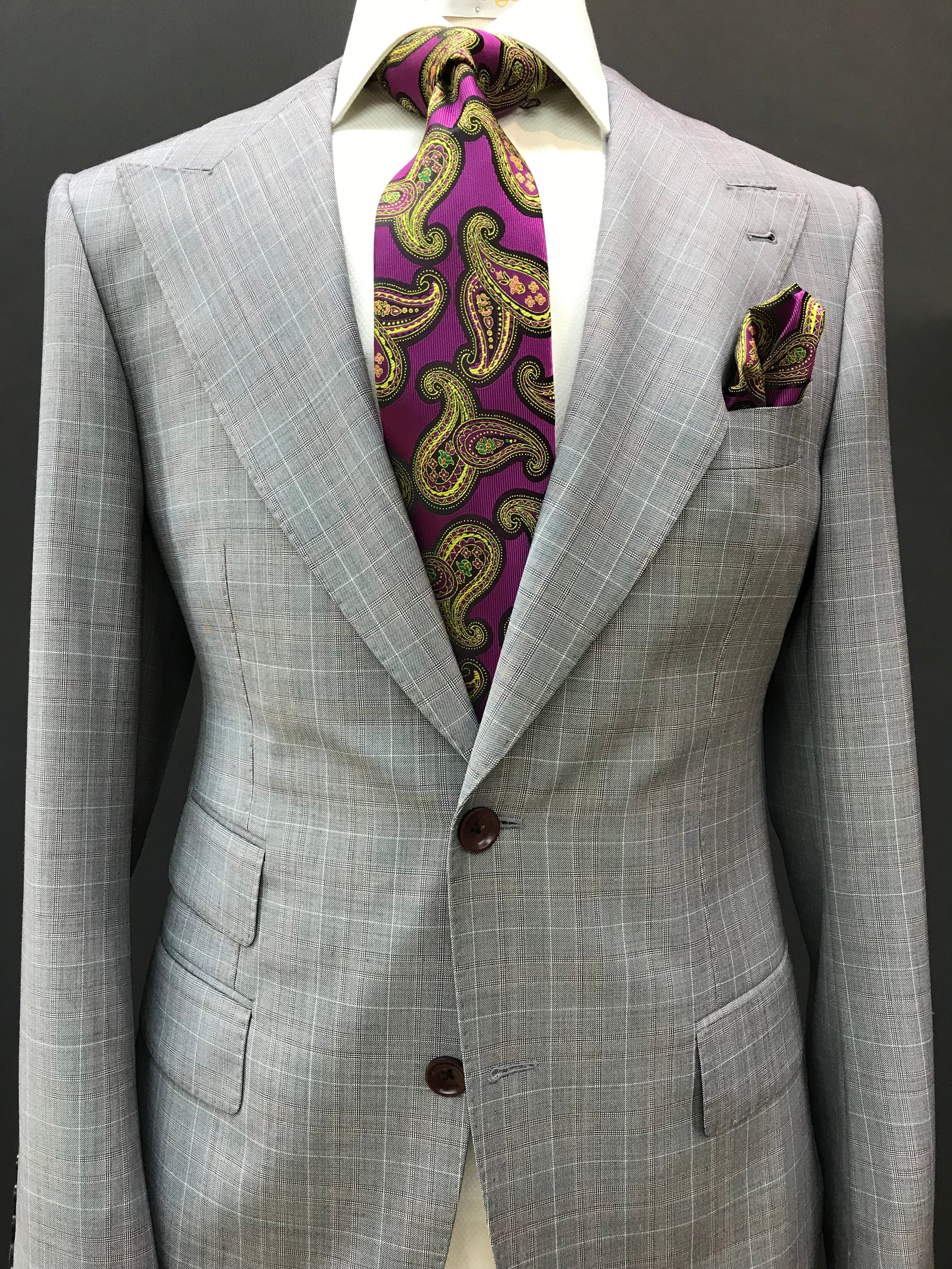 Stitch by Stitch Silver Gray/Burgundy Plaid