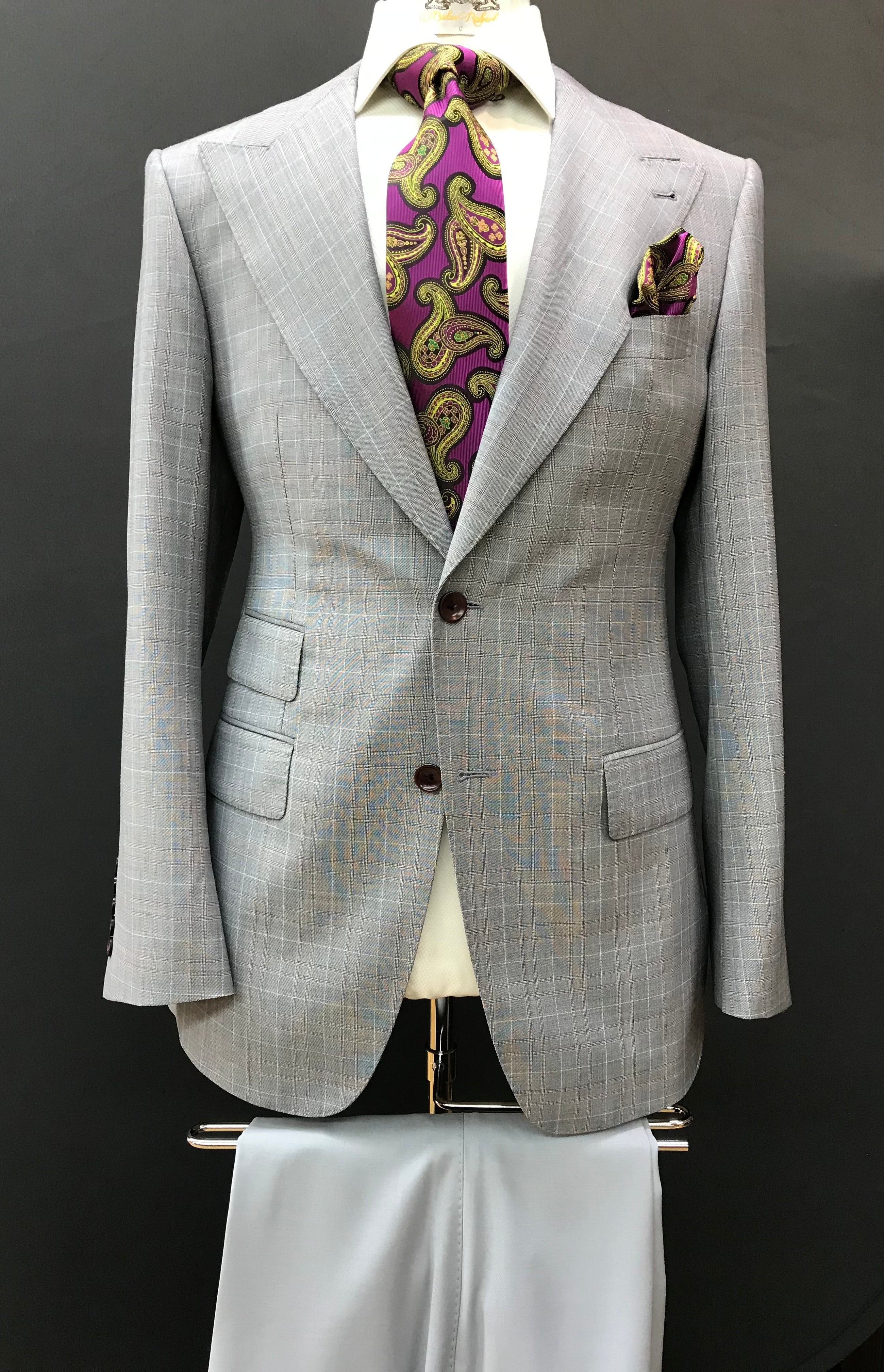 Stitch by Stitch Silver Gray/Burgundy Plaid