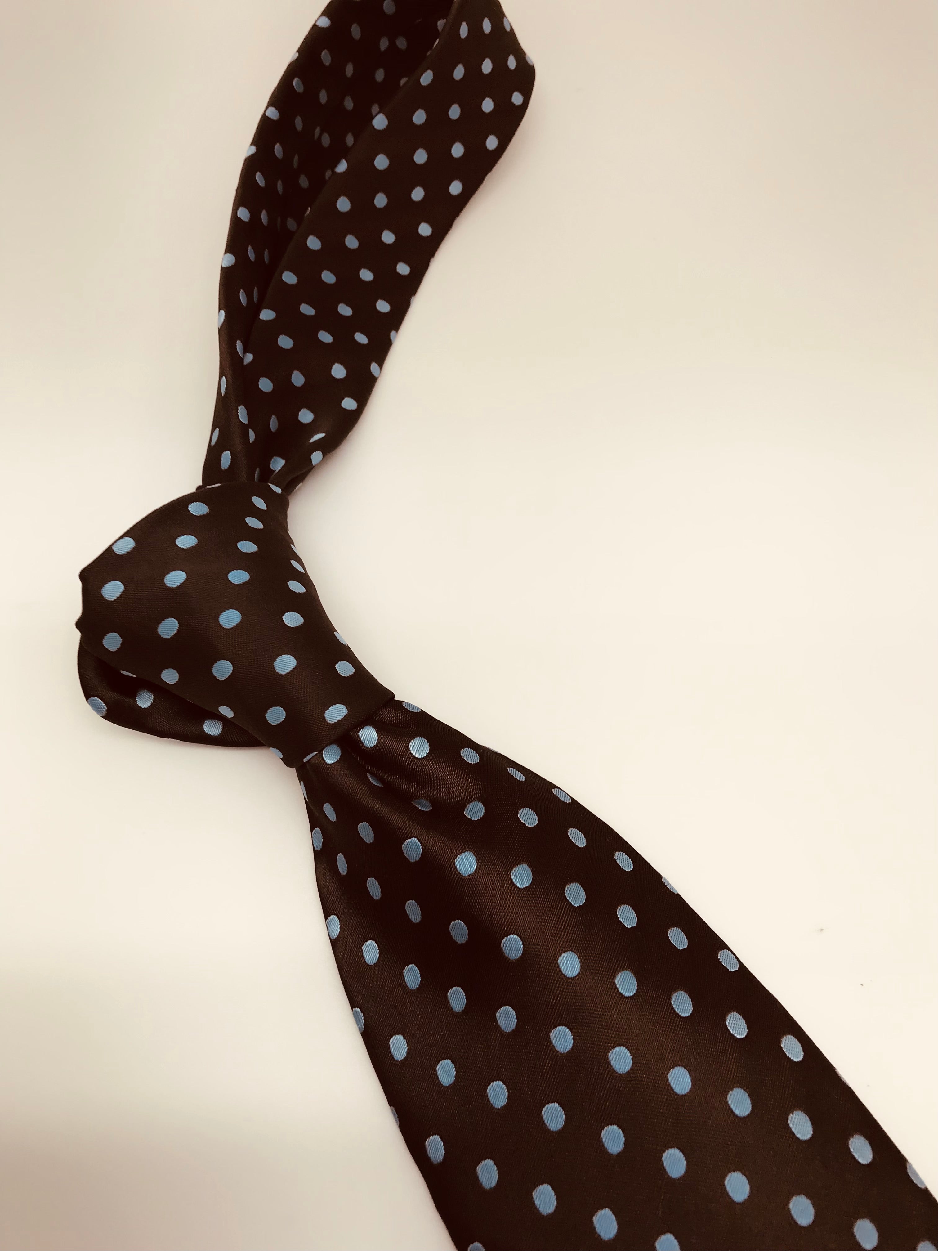 Brown & Powder Blue Polka Dot Tie