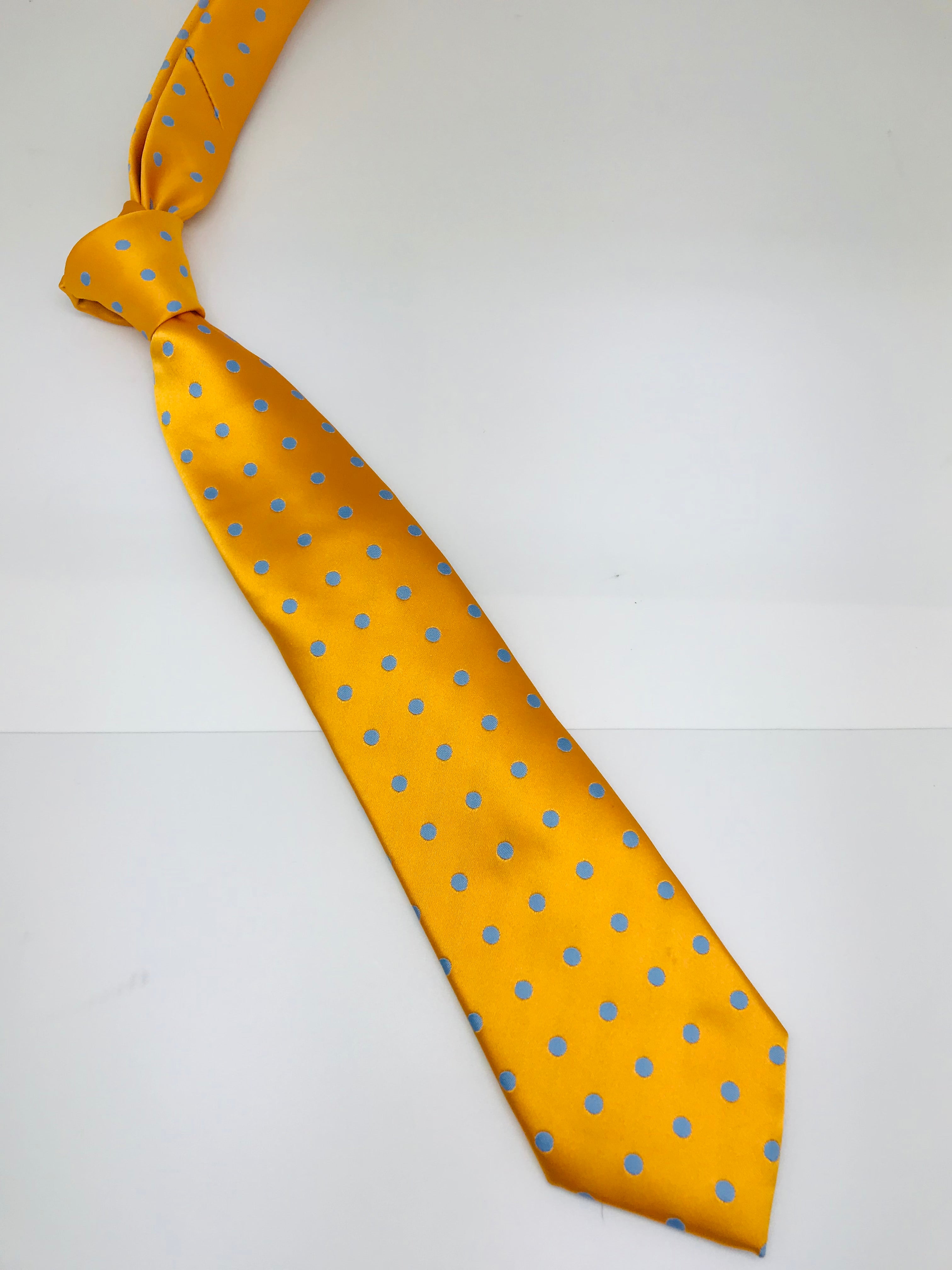 Gold & Powder Blue Polka Dot Tie