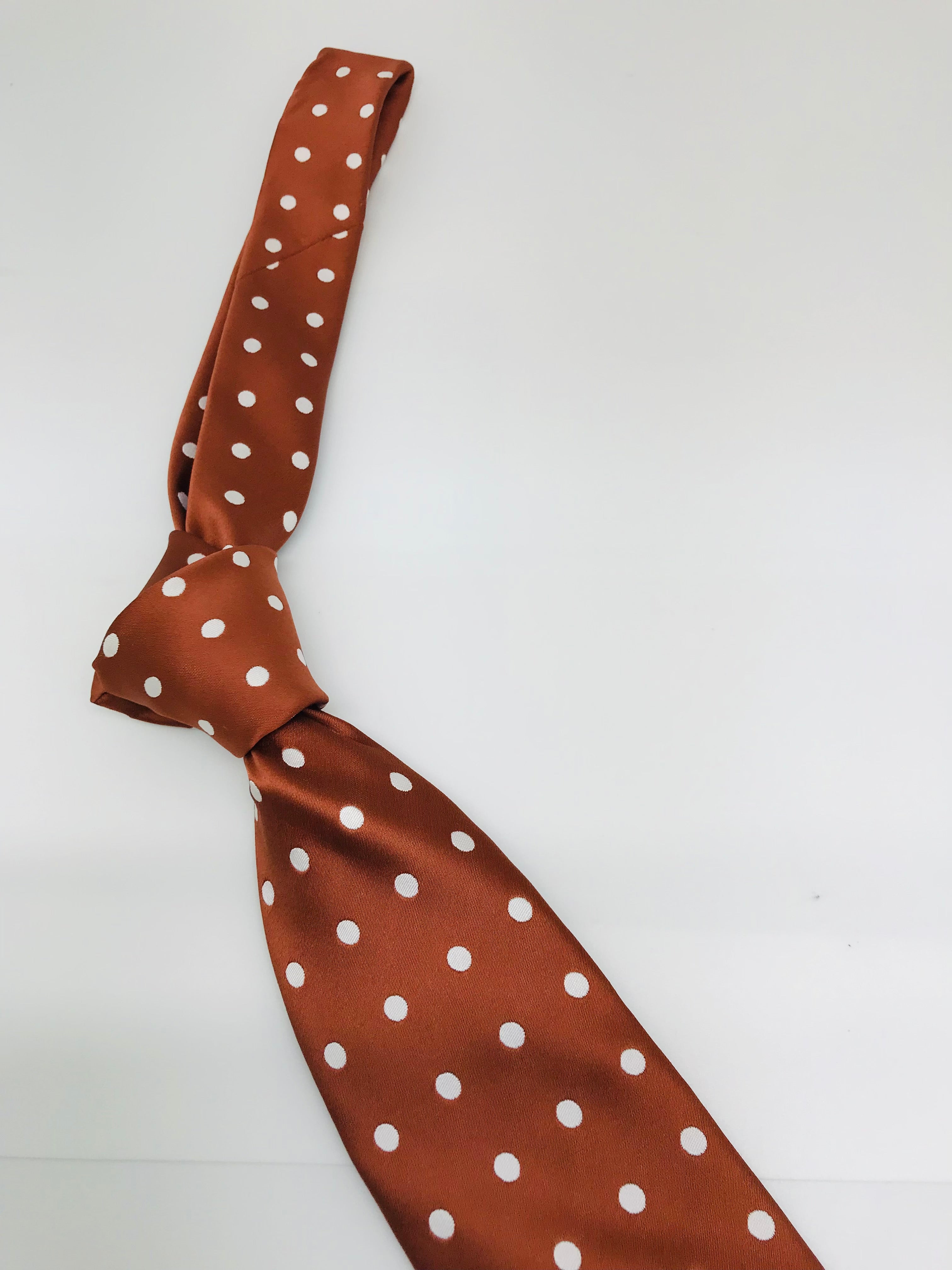 Light Brown & White Polka Dot Tie