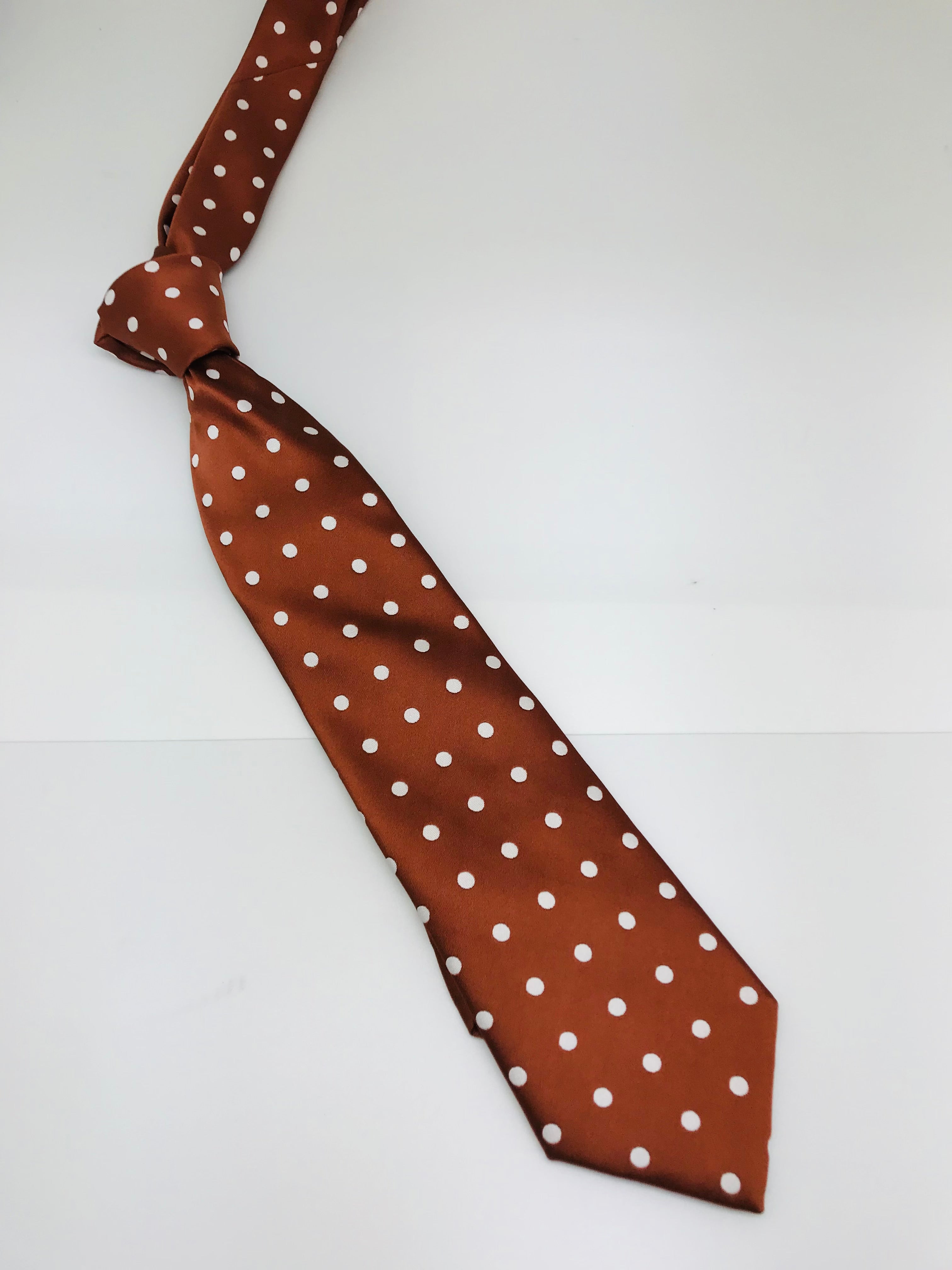 Light Brown & White Polka Dot Tie