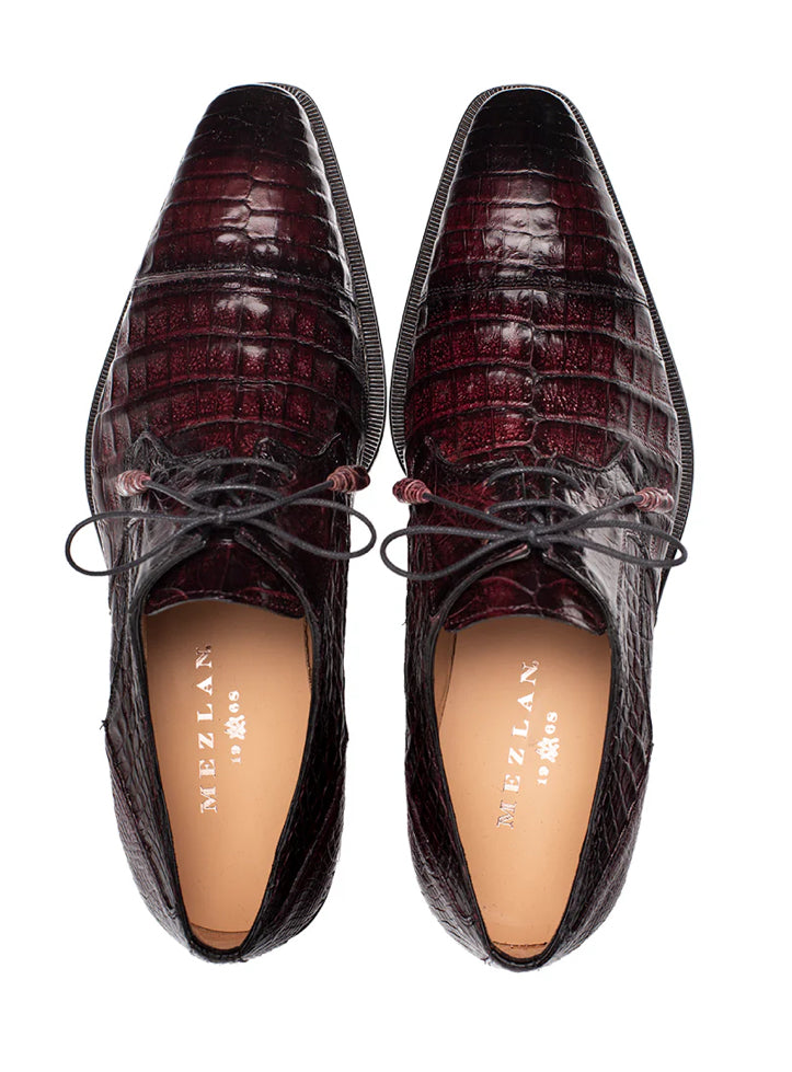 Mezlan Giovane Burgundy Crocodile Derby-ONLINE ORDER ONLY