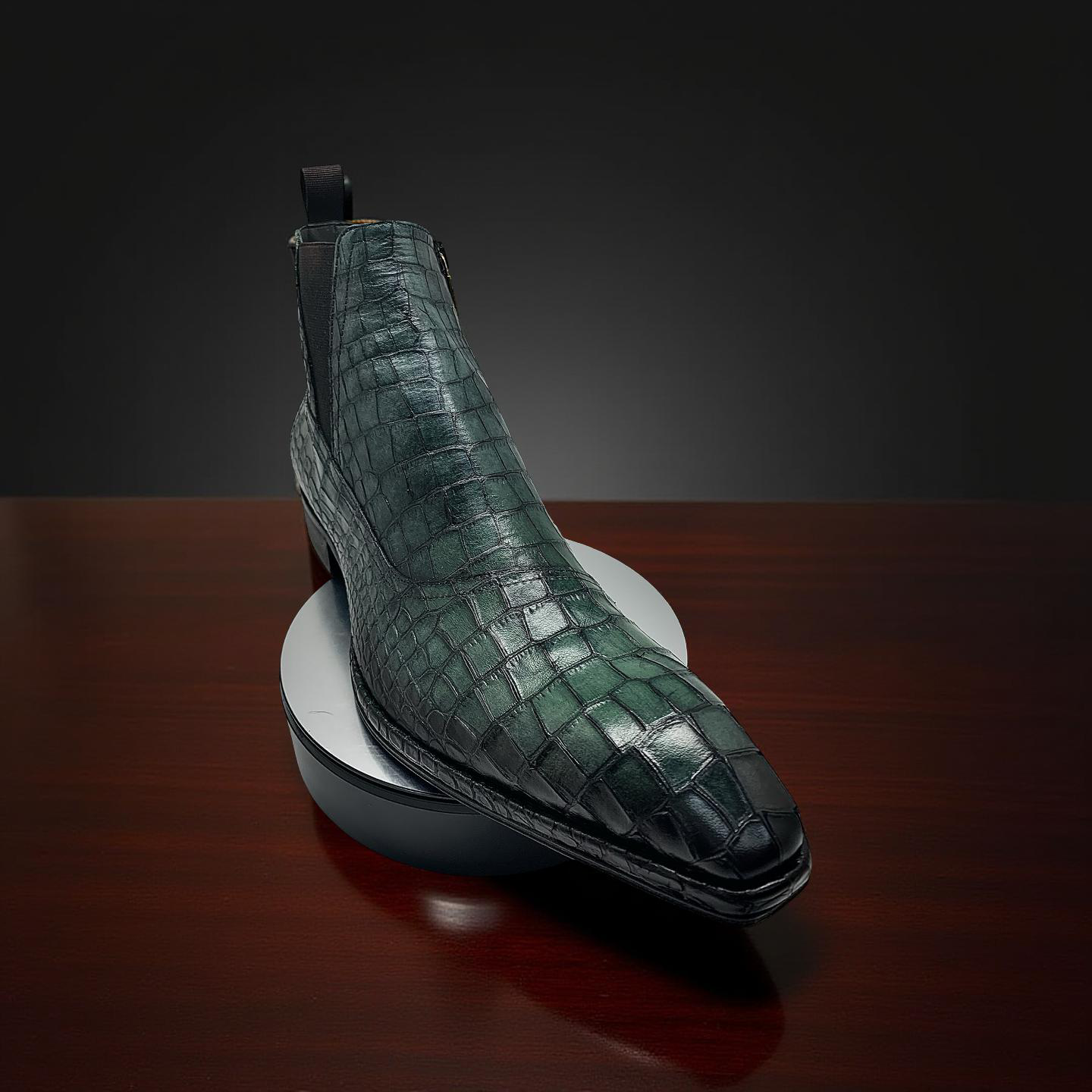 Stitch by Stich Green Croc Embossed Boot