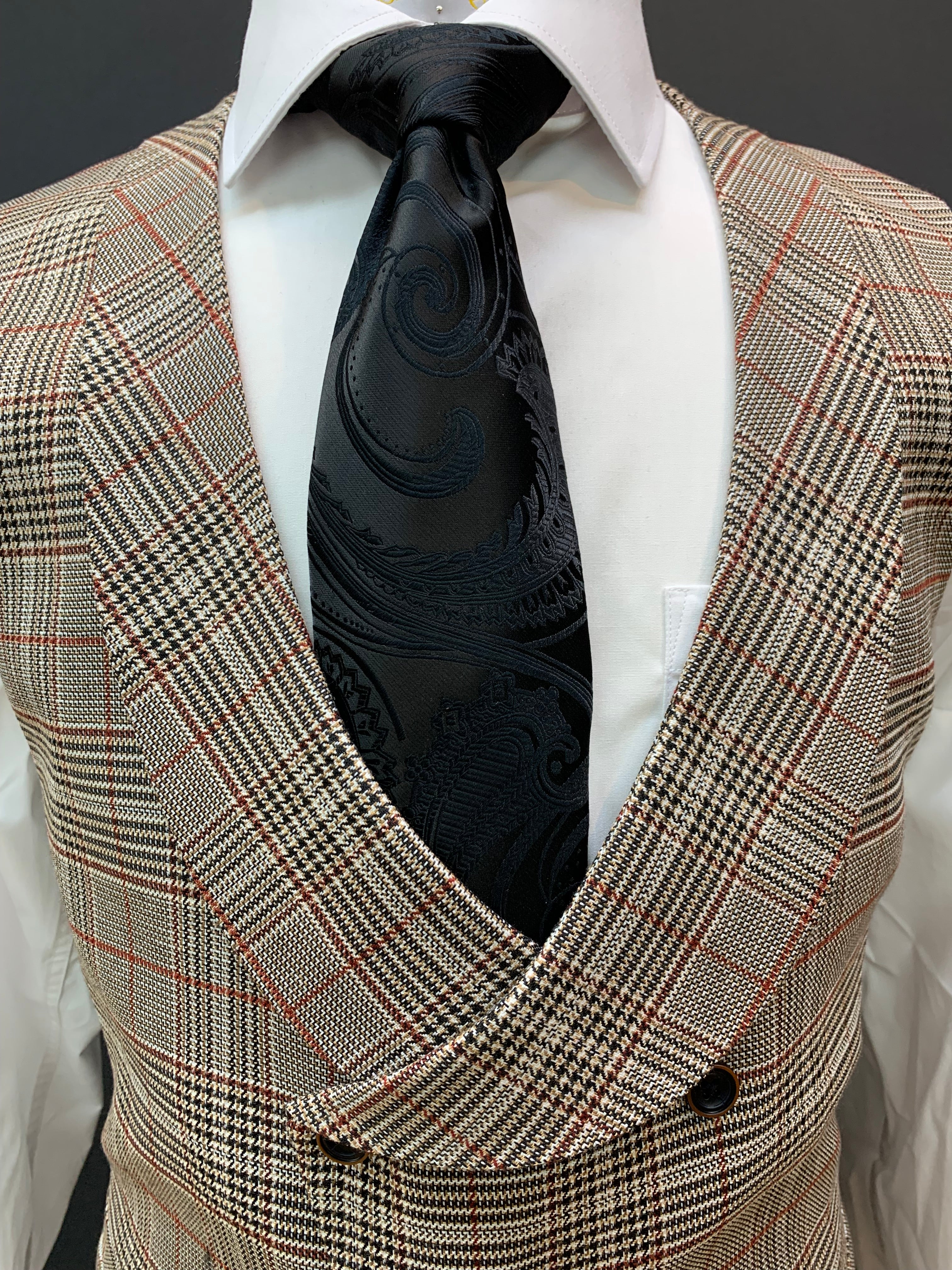 Canuti 3pc Modern Fit Light Brown Multicolored GlenPlaid