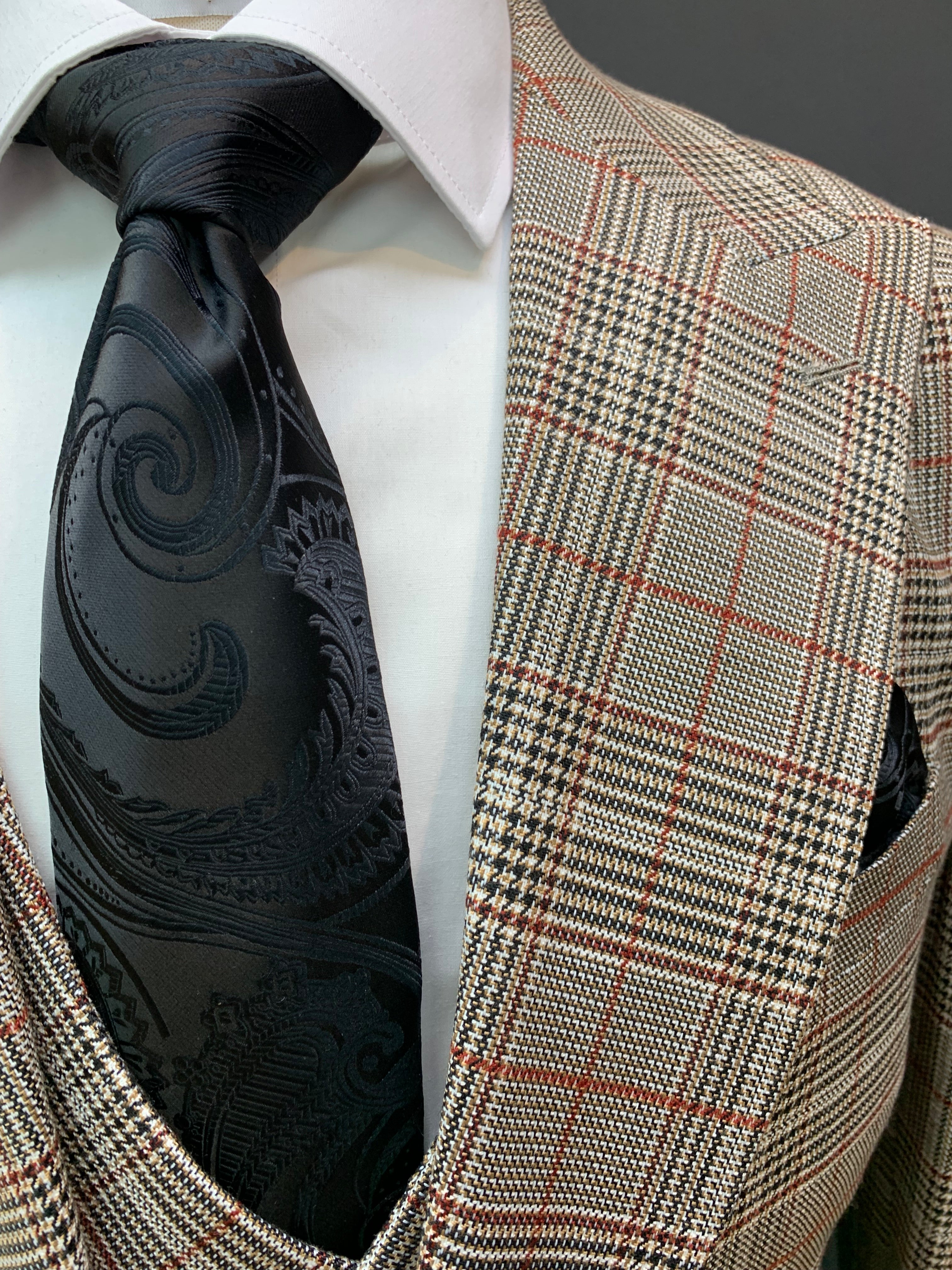 Canuti 3pc Modern Fit Light Brown Multicolored GlenPlaid