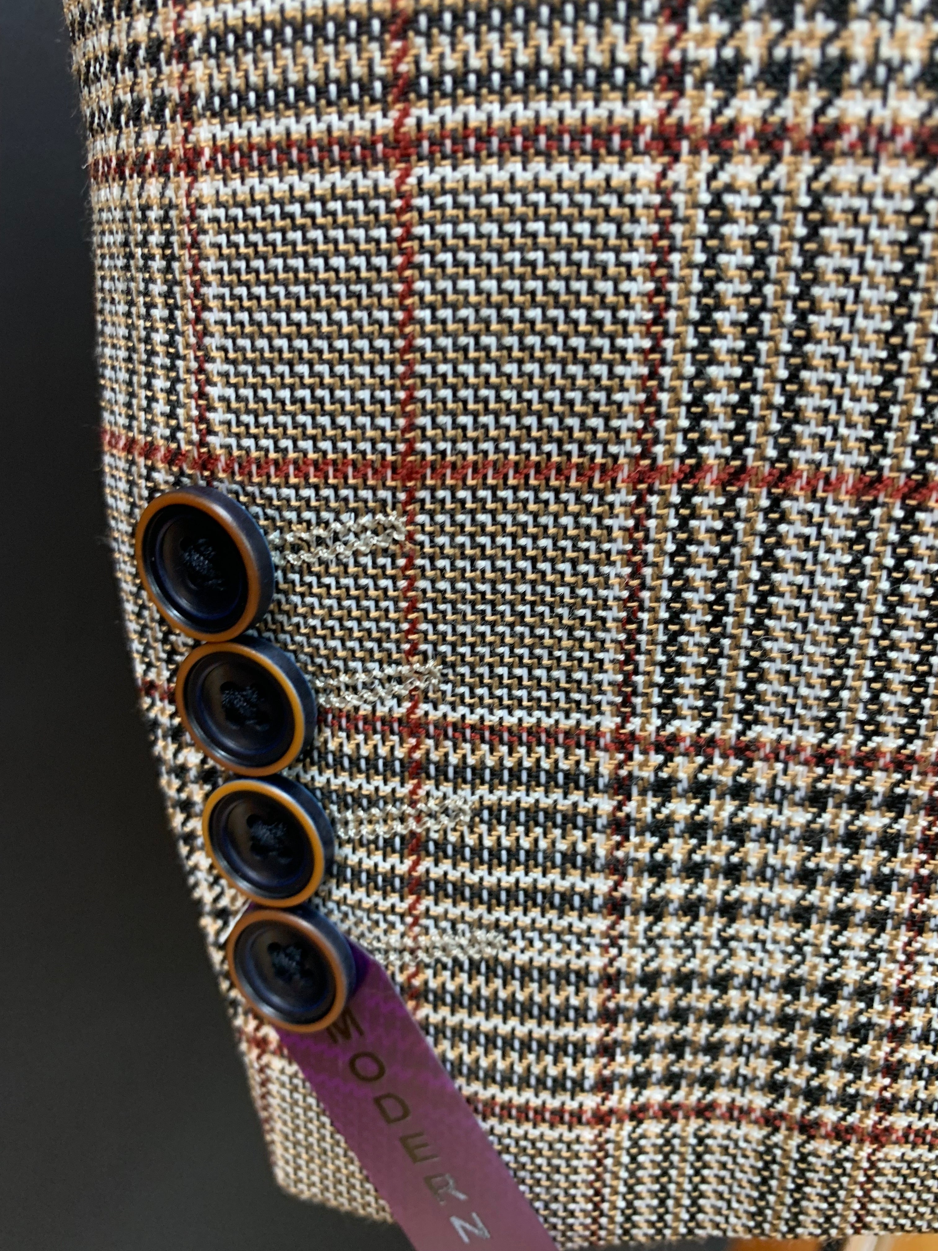 Canuti 3pc Modern Fit Light Brown Multicolored GlenPlaid