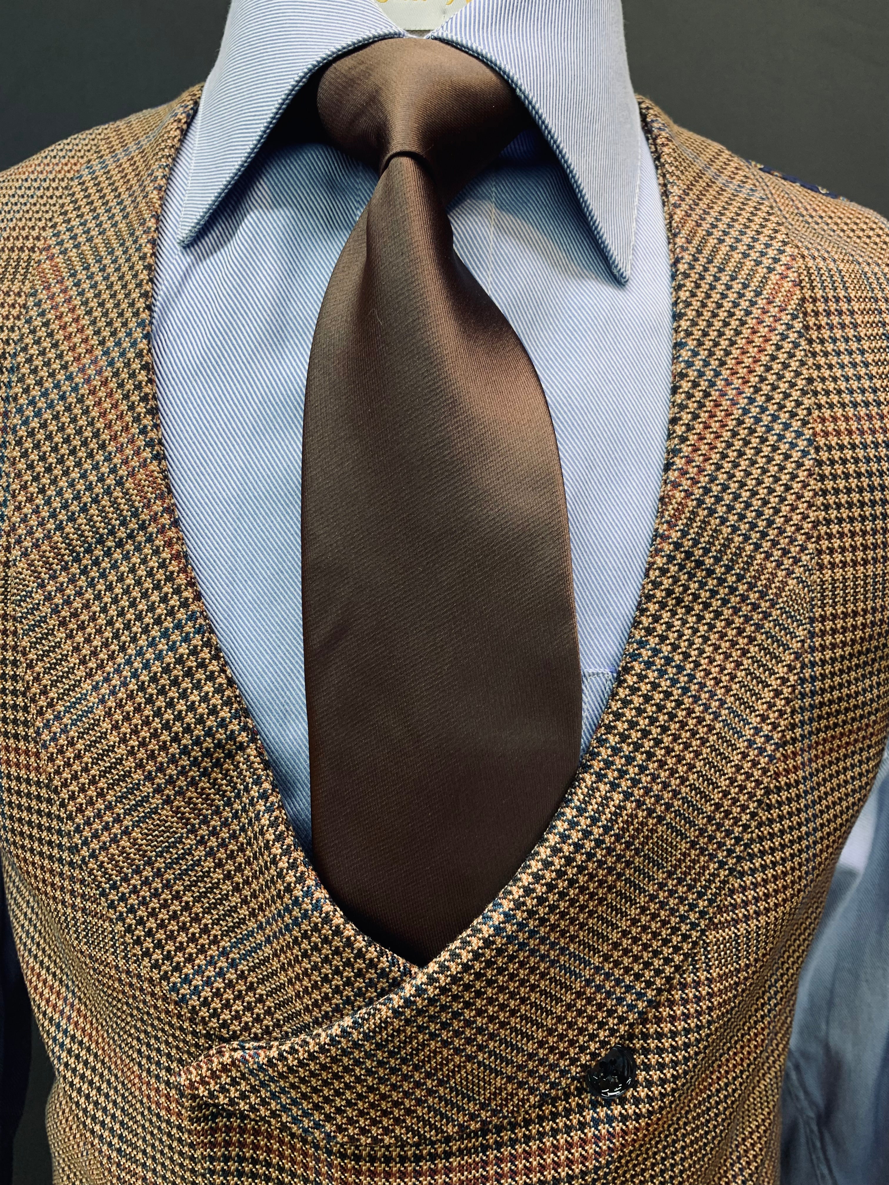 Canuti 3pc Modern Fit Brown Multicolored GlenPlaid