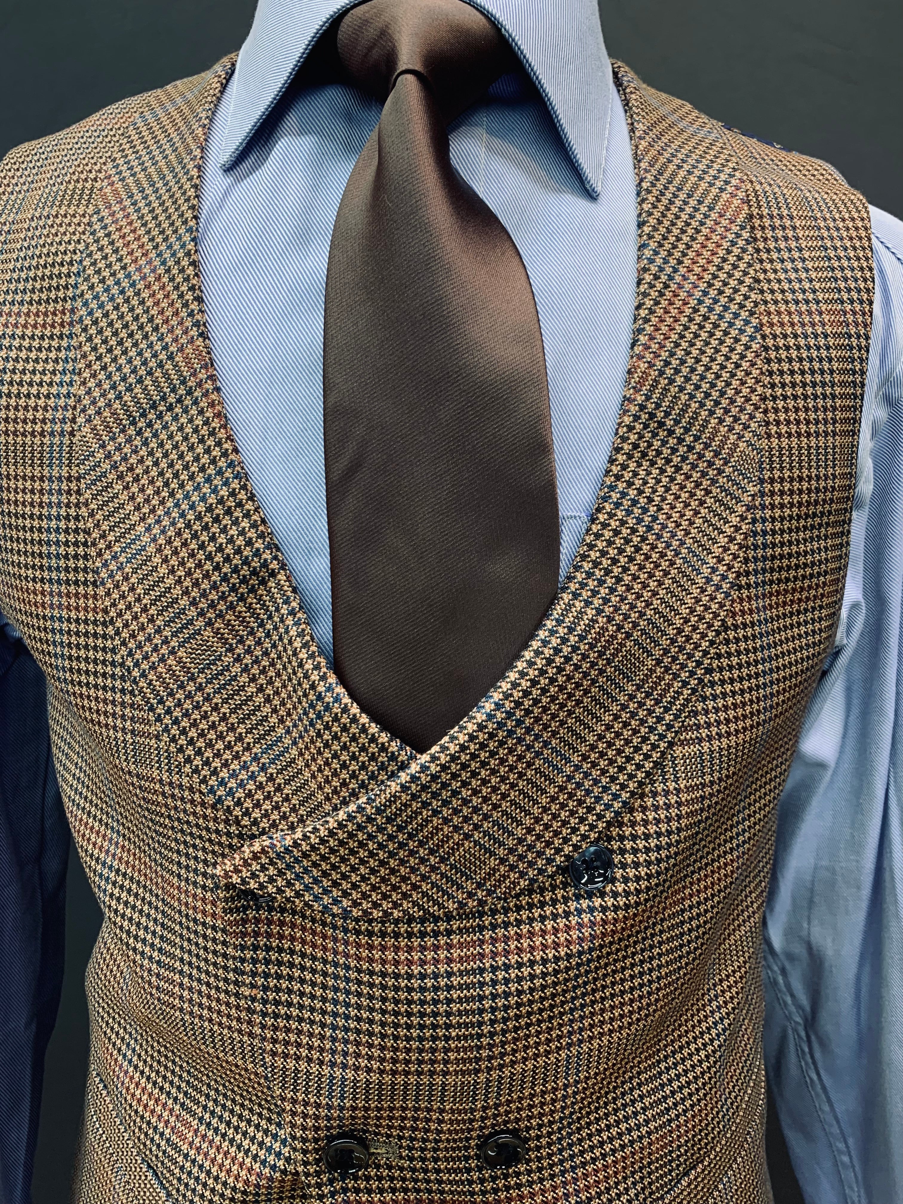 Canuti 3pc Modern Fit Brown Multicolored GlenPlaid