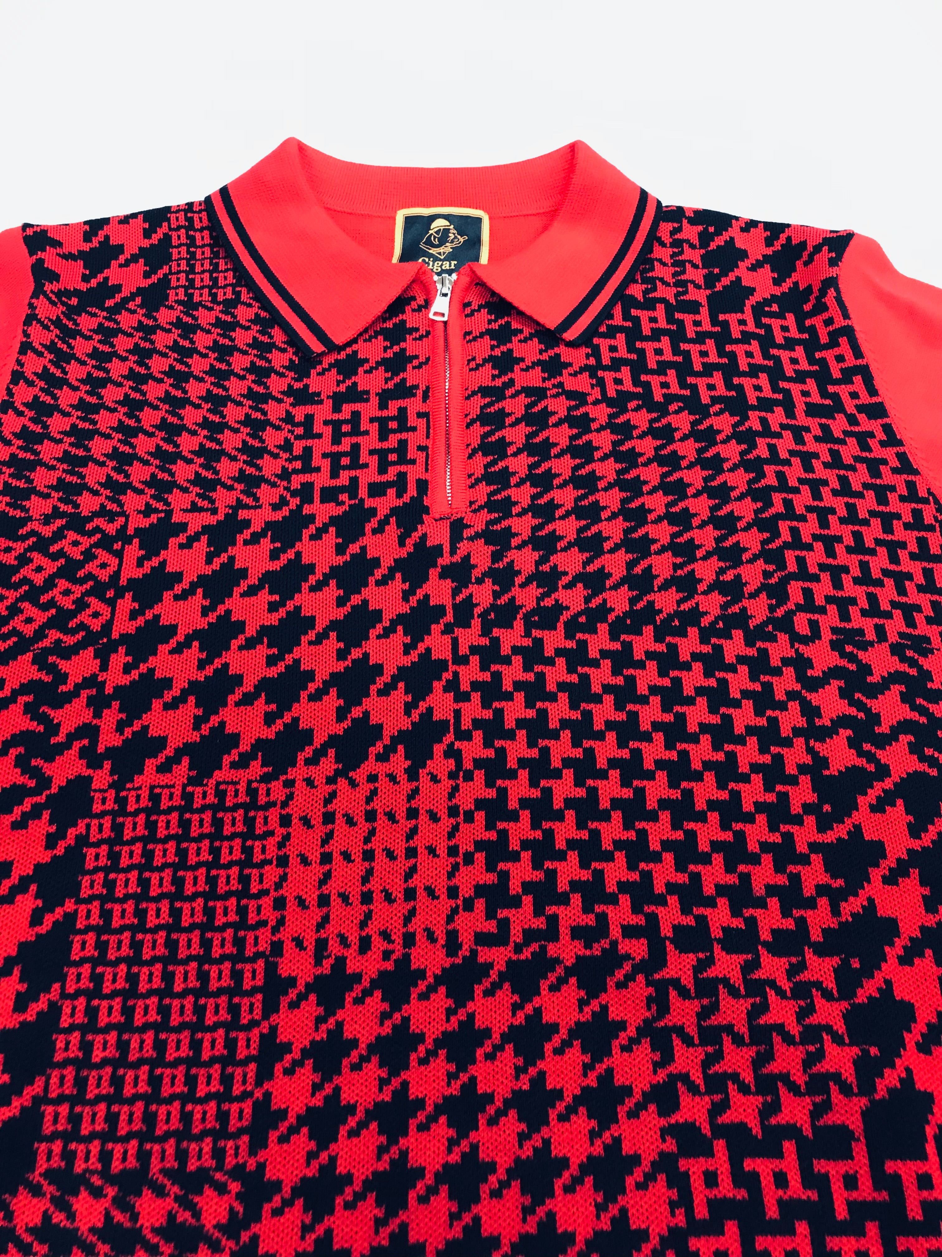Marenzio Couture Black & Red Houndstooth Sweater