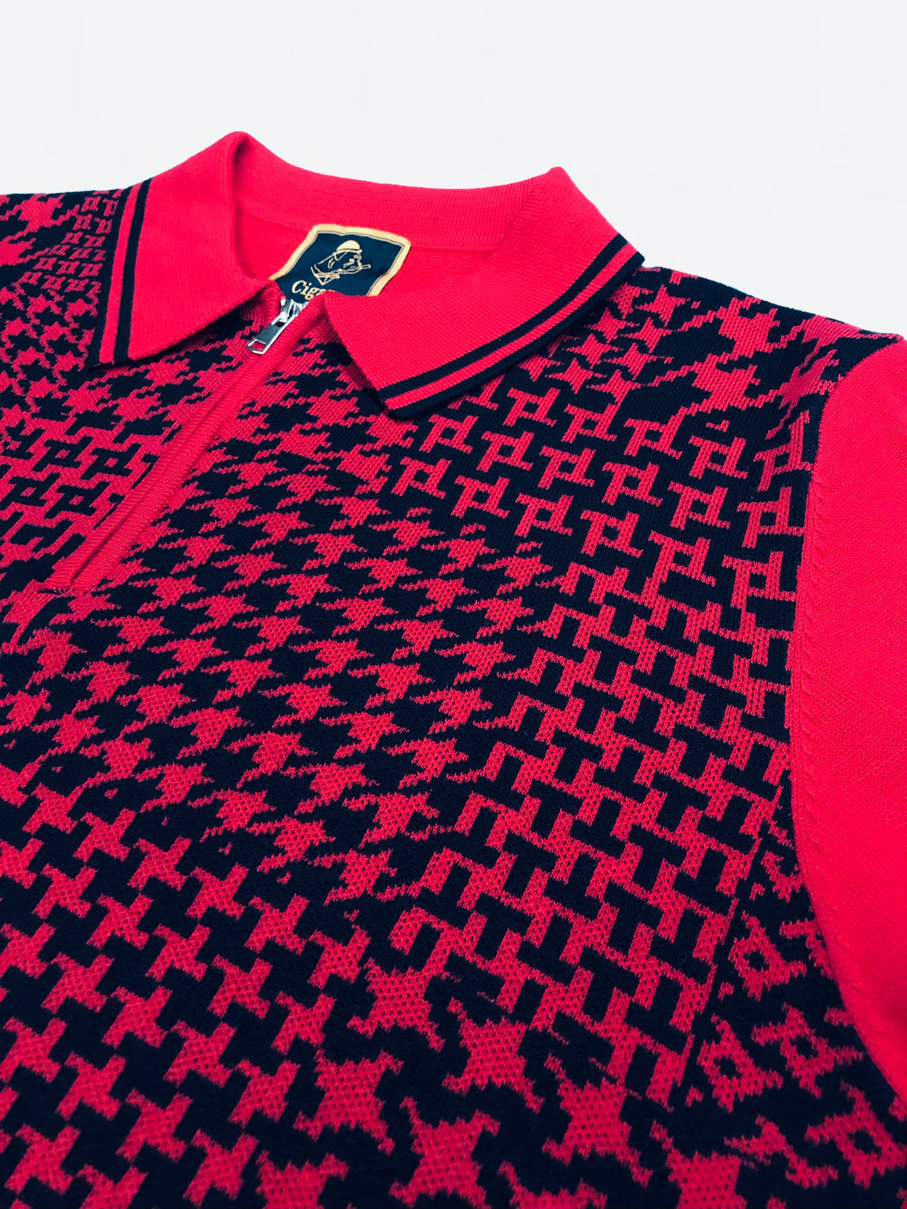 Marenzio Couture Black & Red Houndstooth Sweater