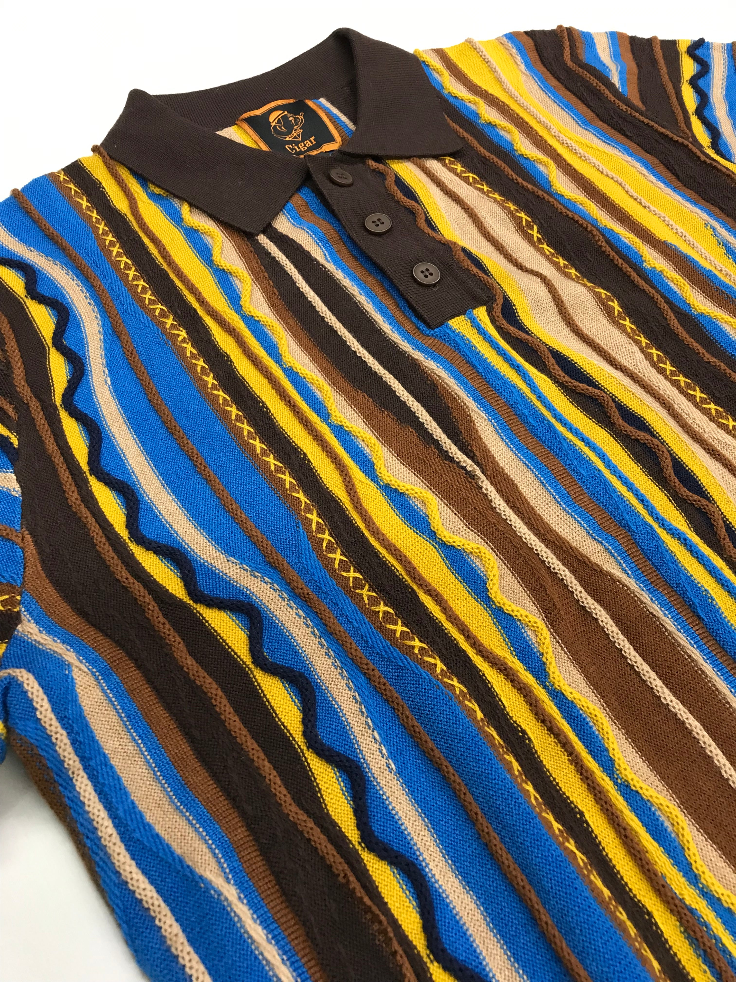 Marenzio Couture Brown-Tan & Blue Sweater