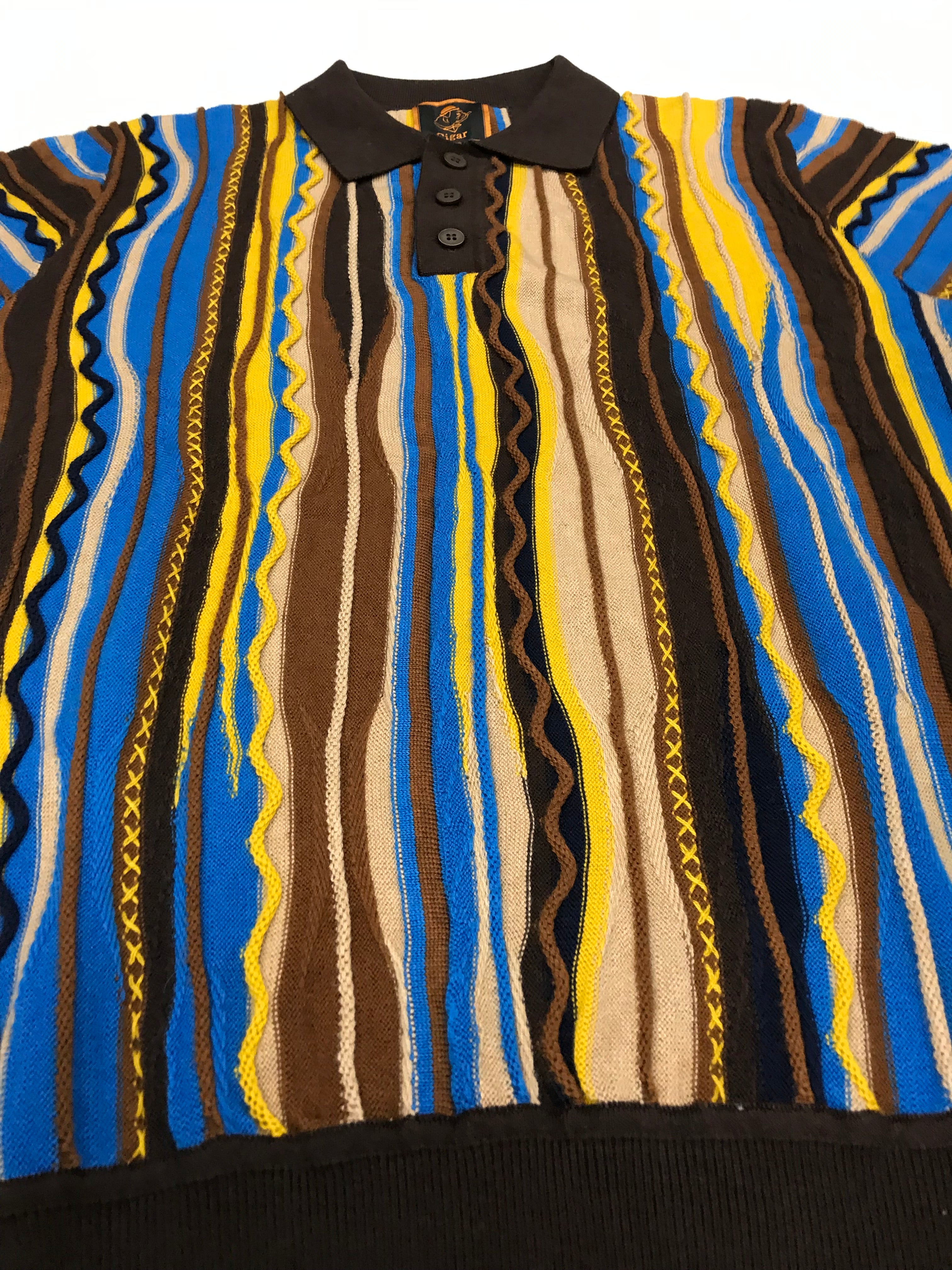 Marenzio Couture Brown-Tan & Blue Sweater