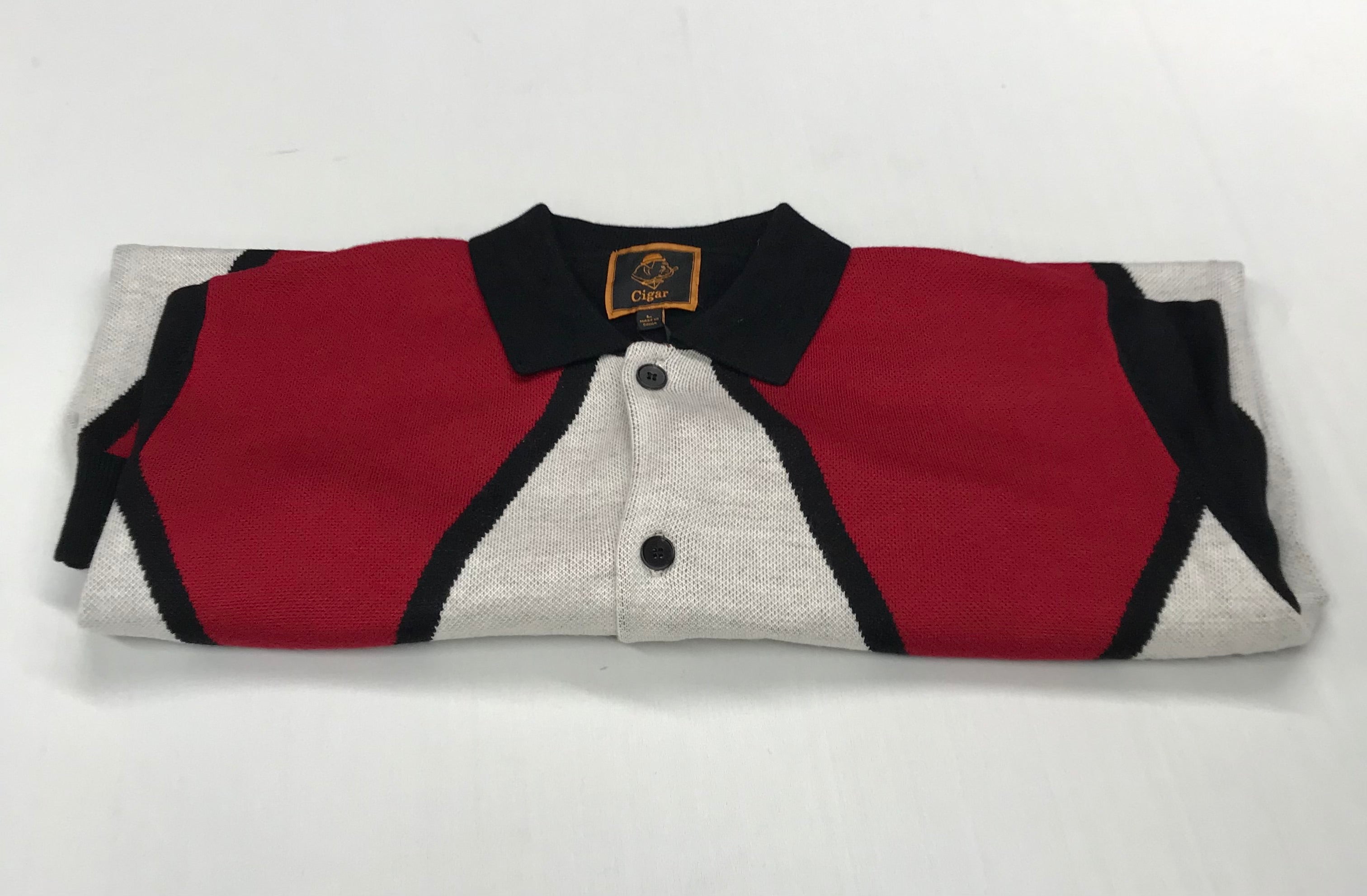 Marenzio Couture Red & Black Argyle Sweater