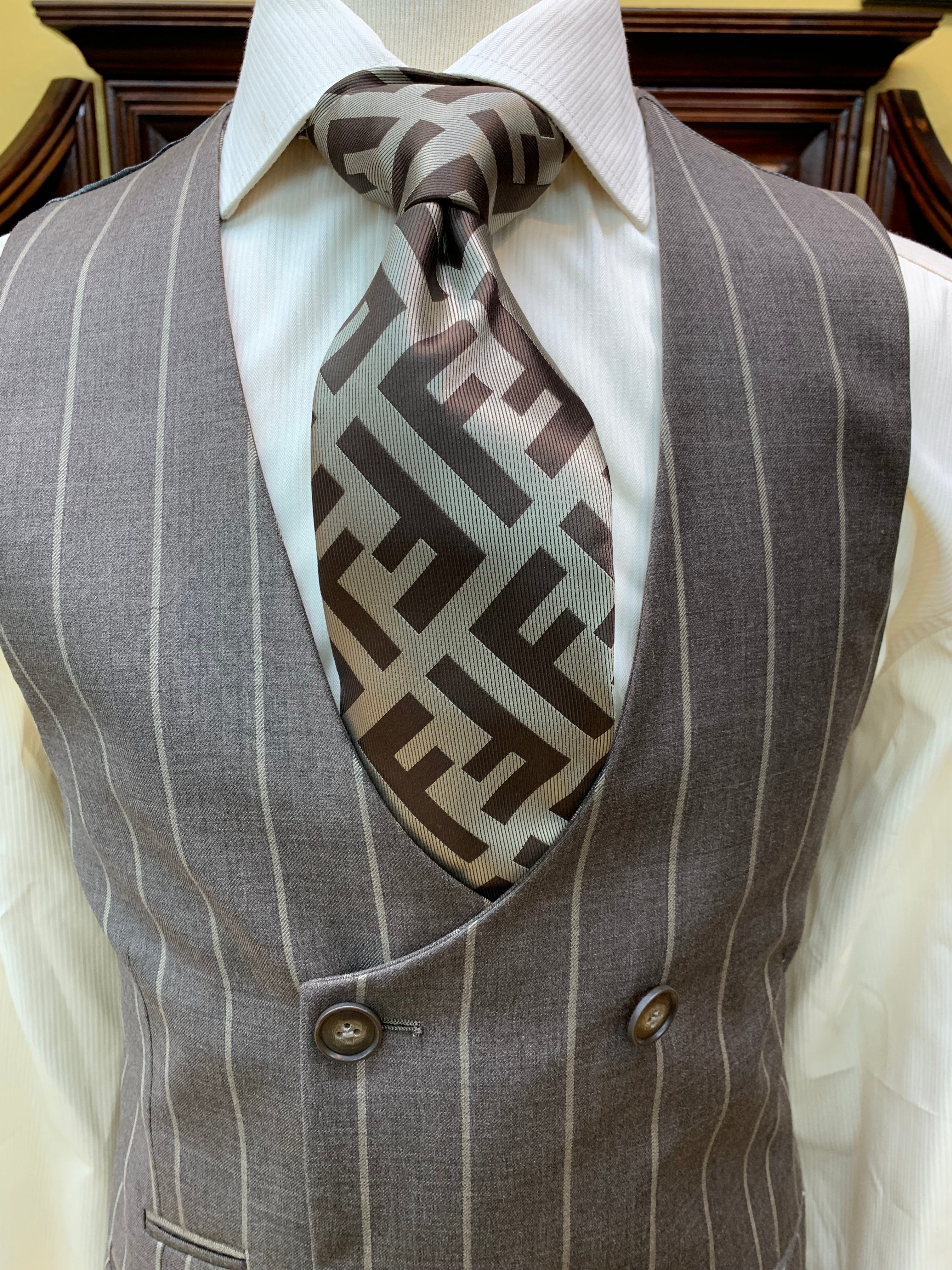 Tiglio 3pc Taupe Pinstripe Suit
