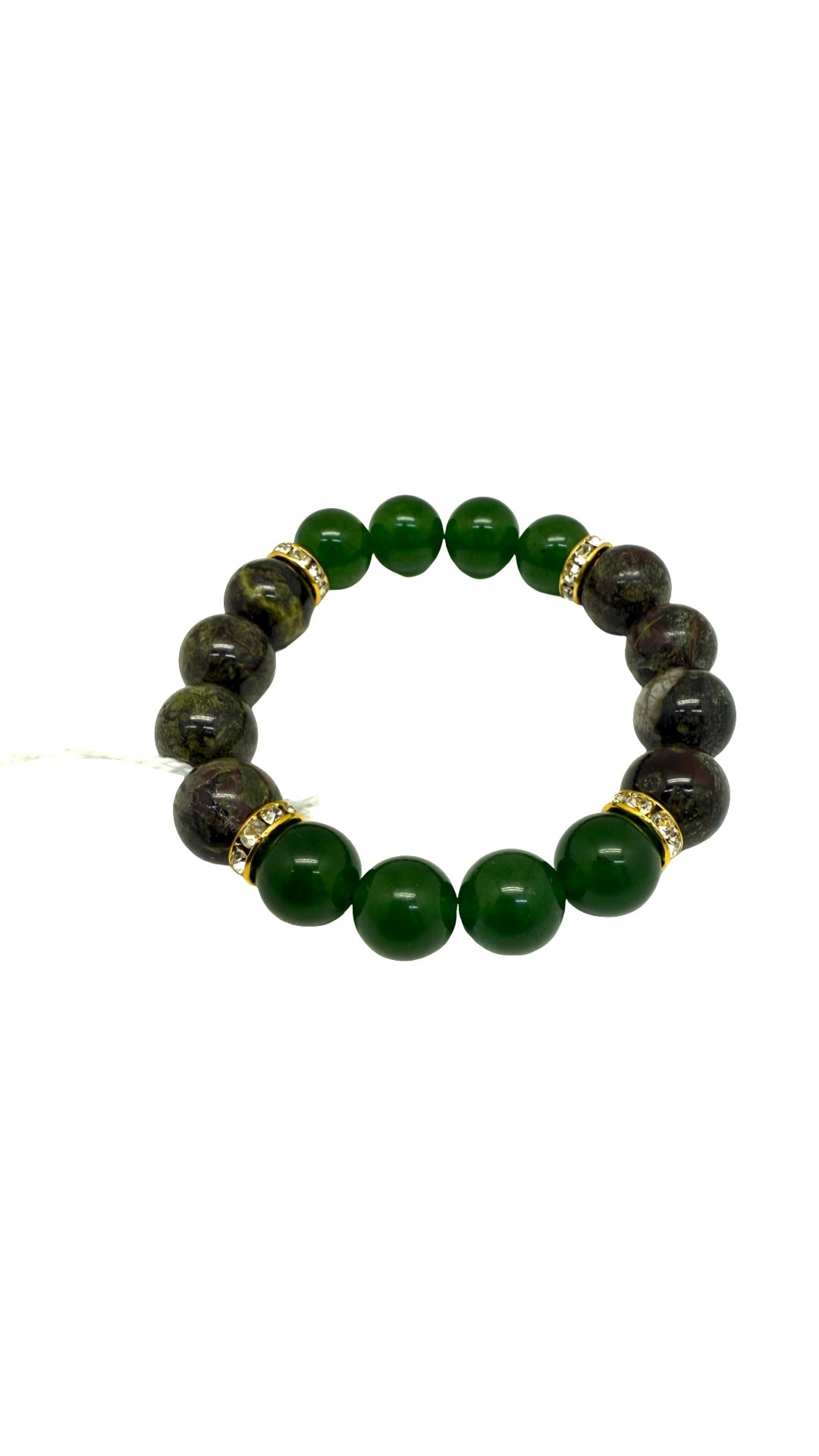 Dragon Vein Agate & Jade w/Australian Crystals Bracelet