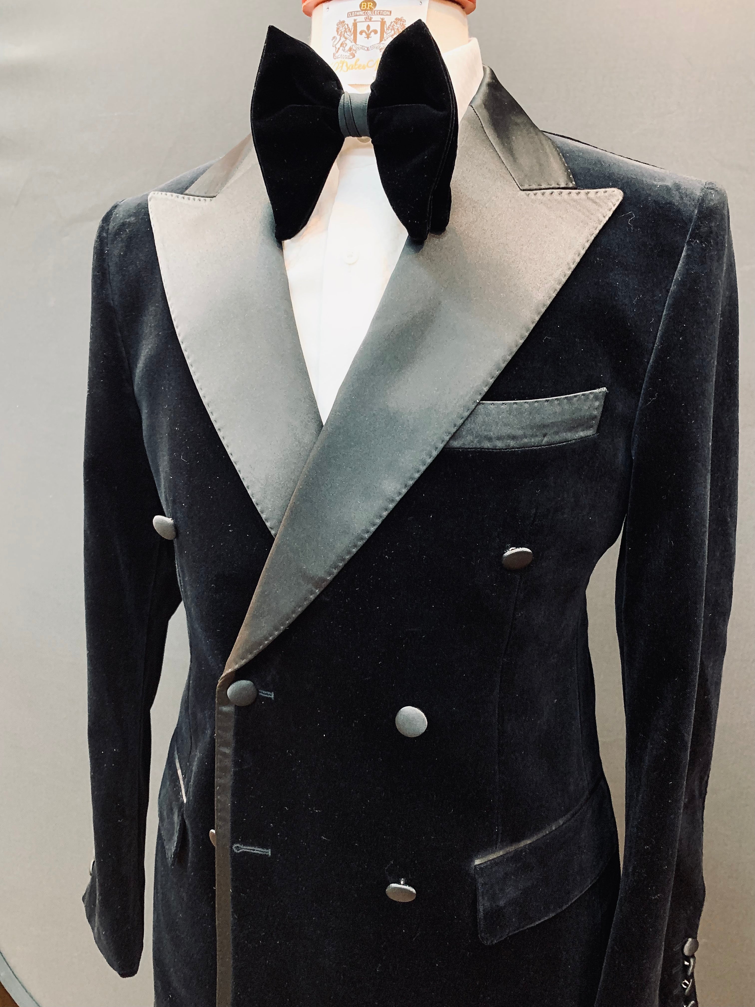 Black Velvet Double Breasted Tuxedo Jacket