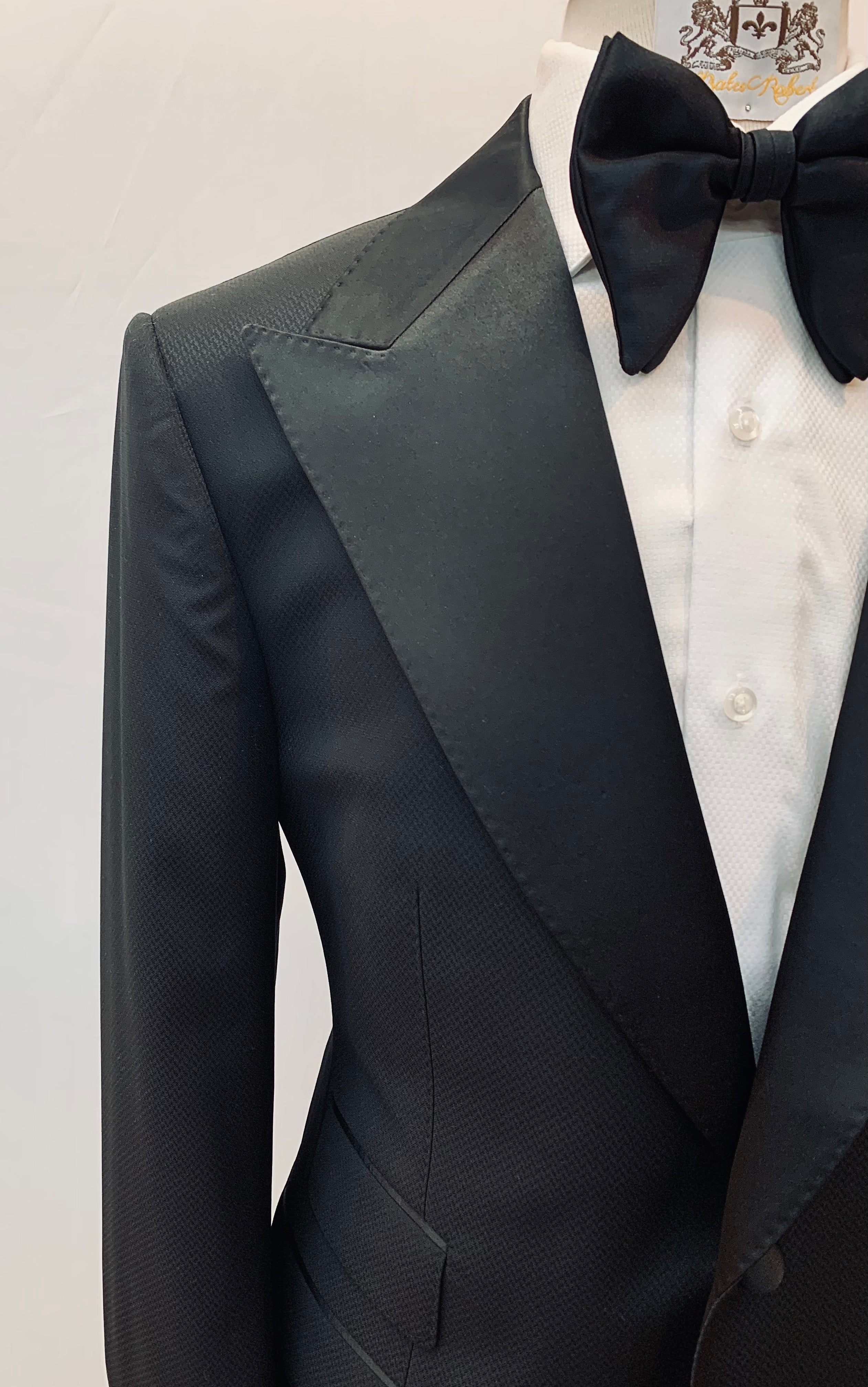 Black Textured Tuxedo Jacket