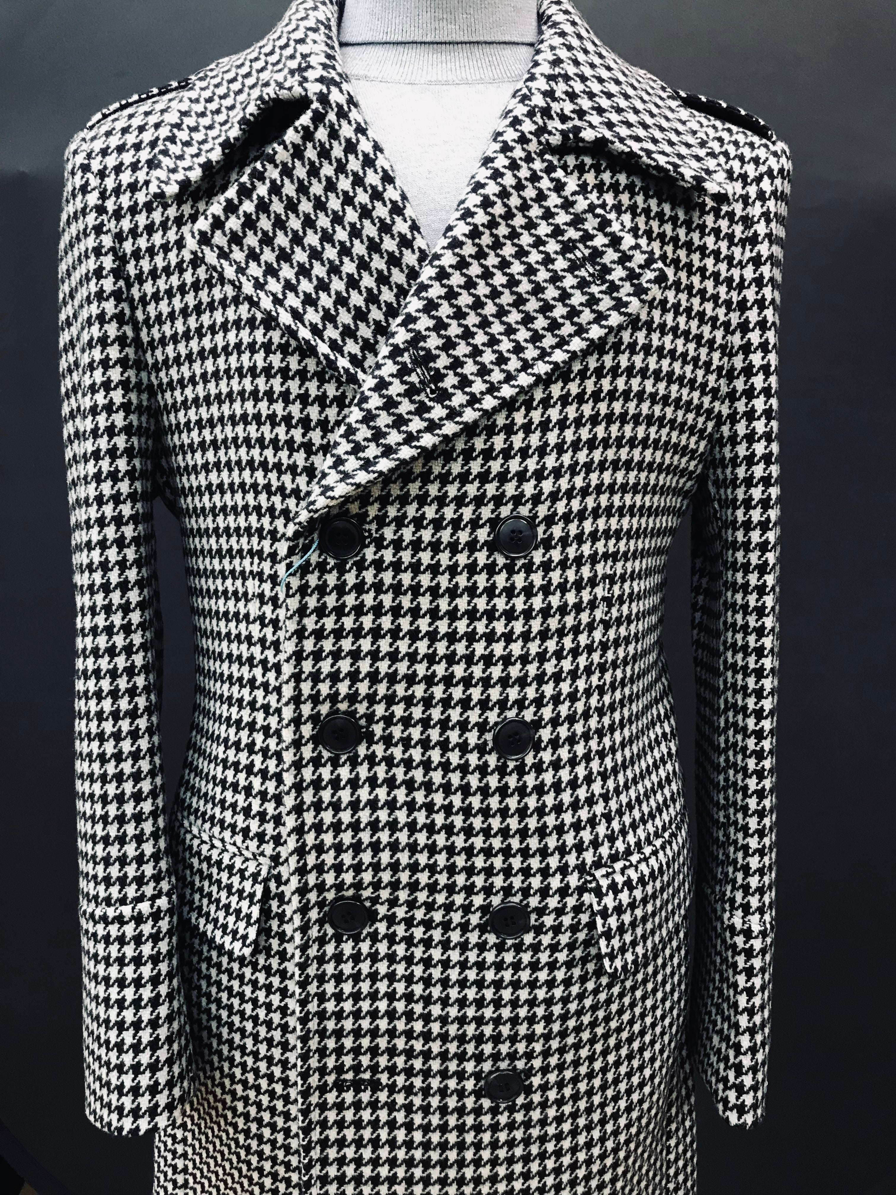 Canuti Light Gray & Black Houndstooth Top Coat