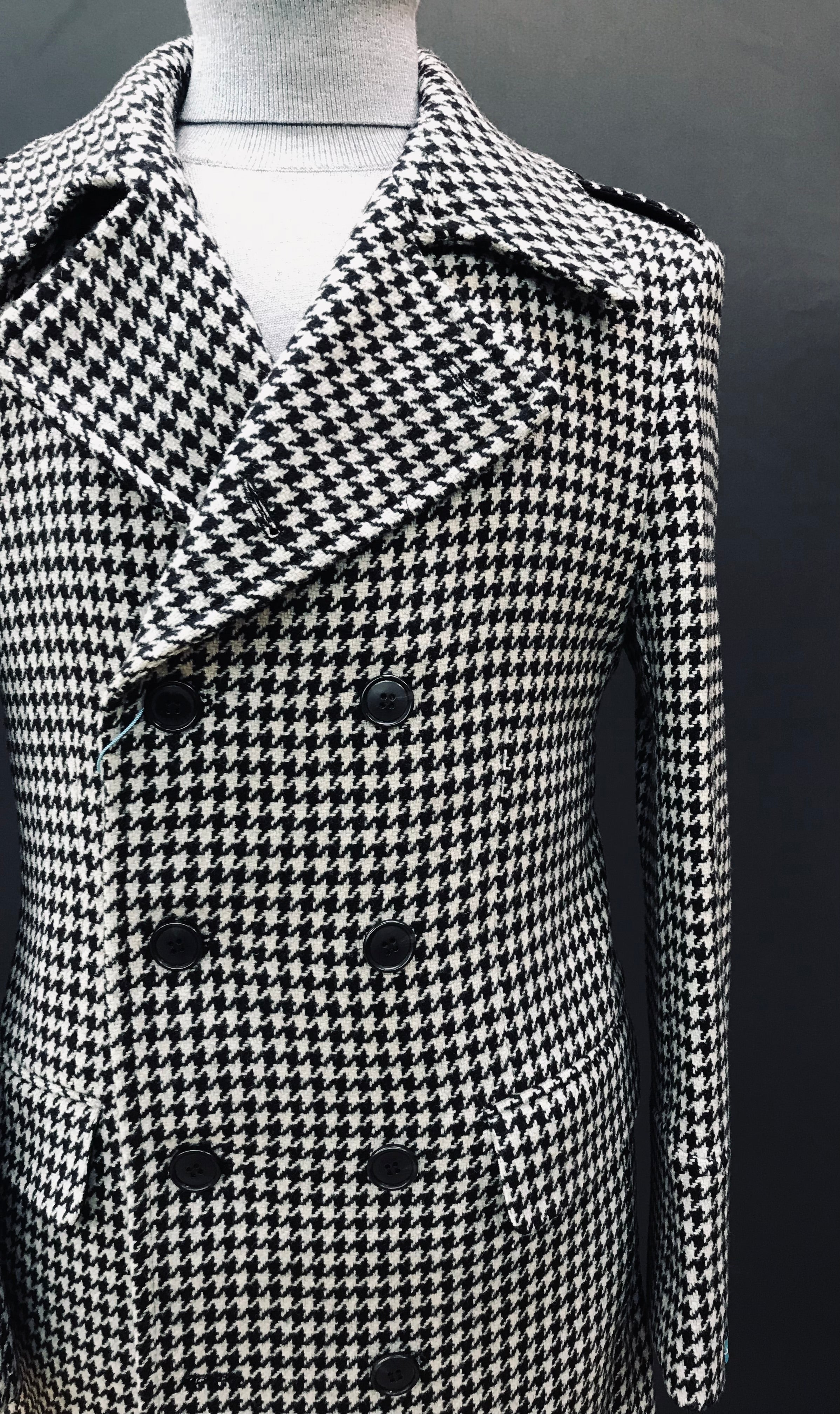 Canuti Light Gray & Black Houndstooth Top Coat