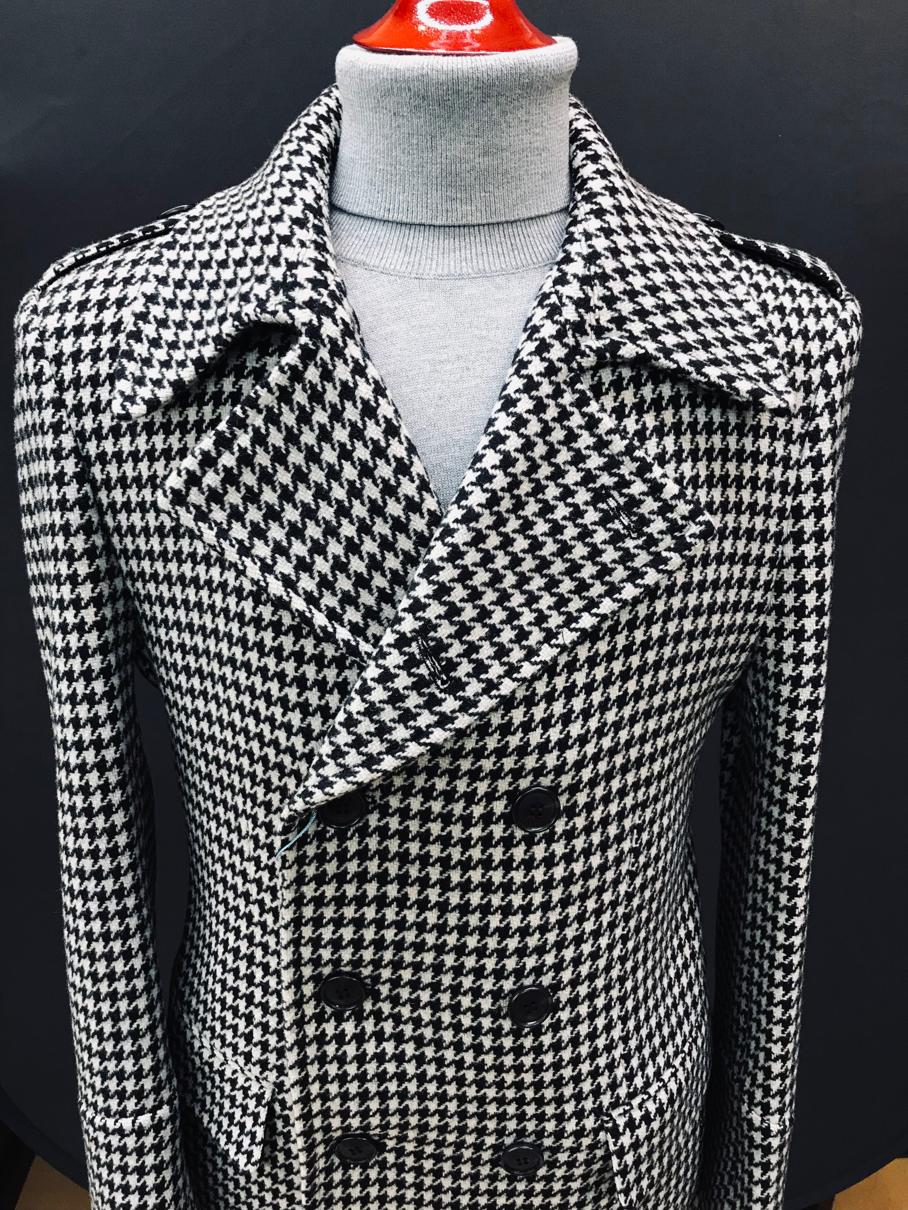 Canuti Light Gray & Black Houndstooth Top Coat