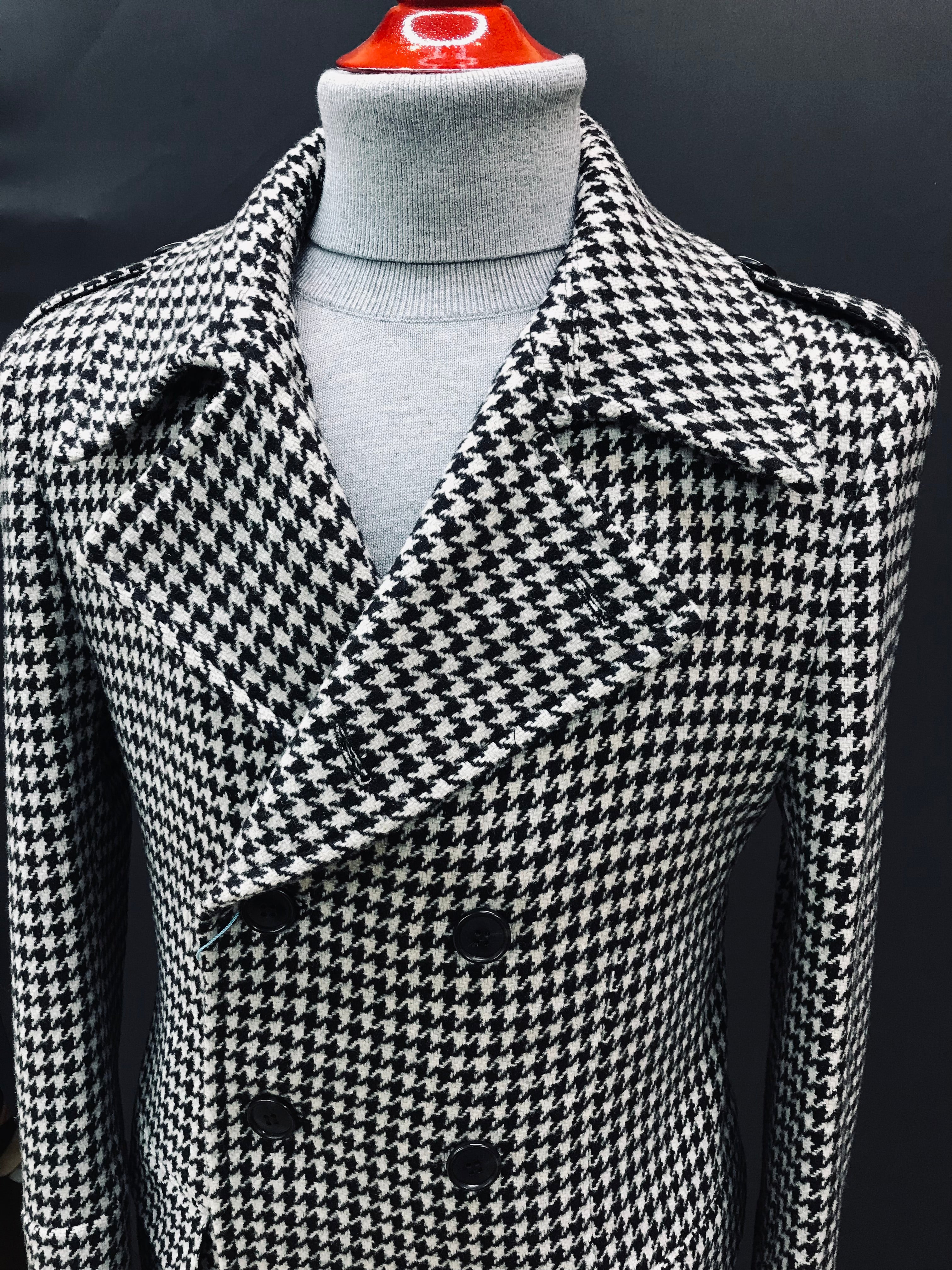 Canuti Light Gray & Black Houndstooth Top Coat