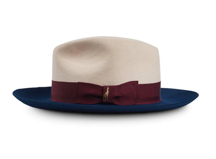 Off White/Burgundy/Navy Fedora