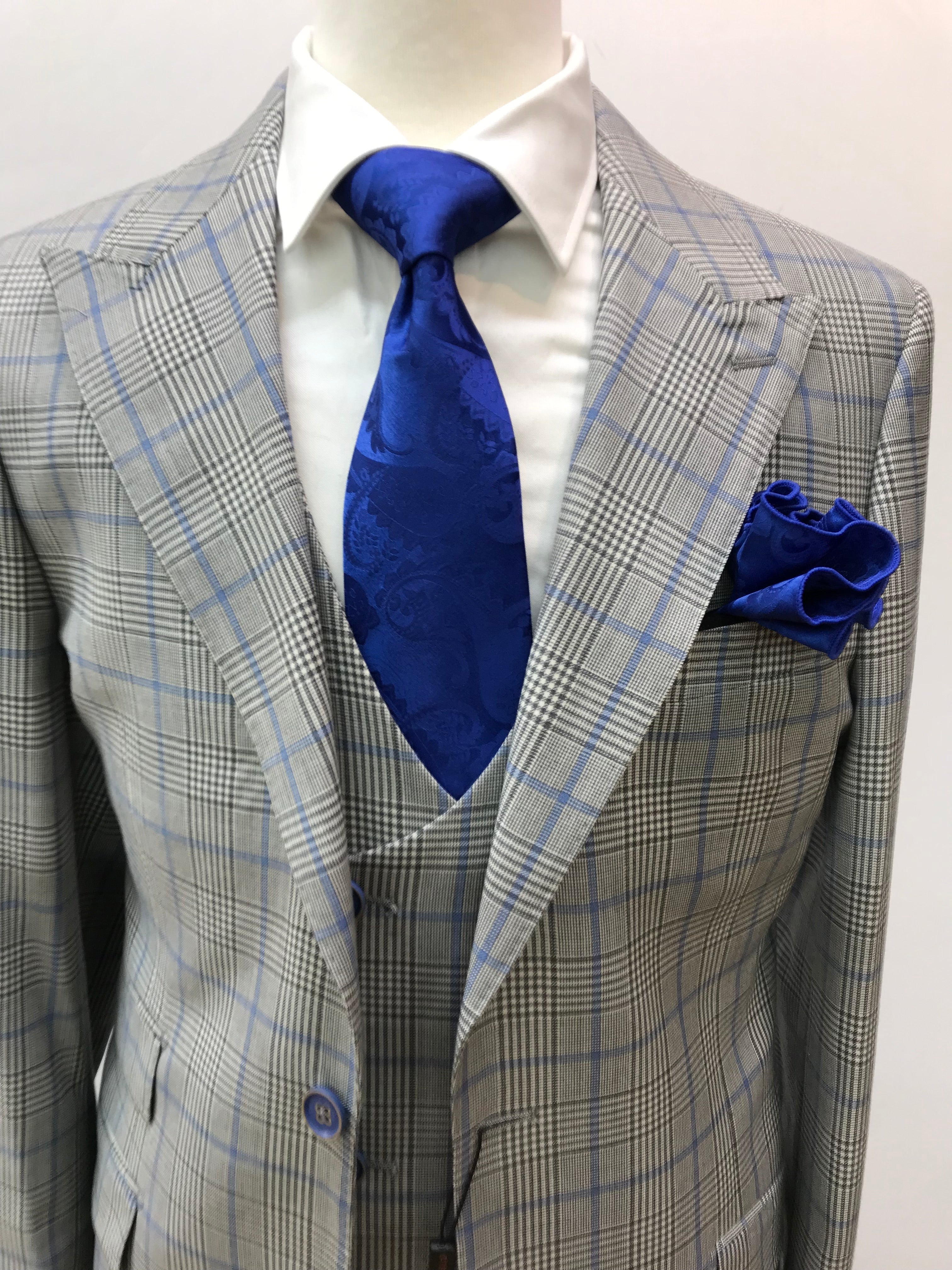 Tiglio 3pc Gray/Lt. Blue Plaid