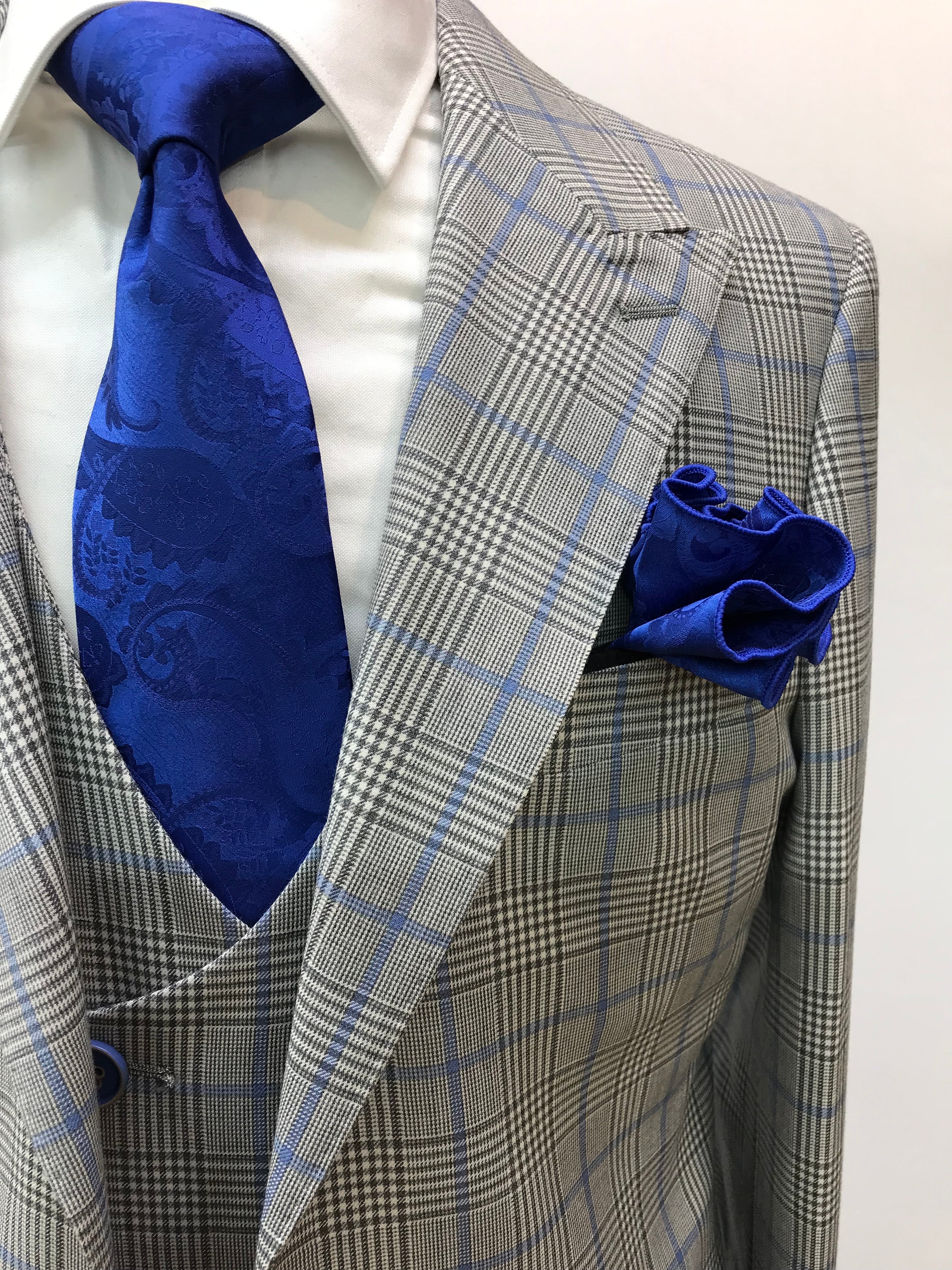 Tiglio 3pc Gray/Lt. Blue Plaid