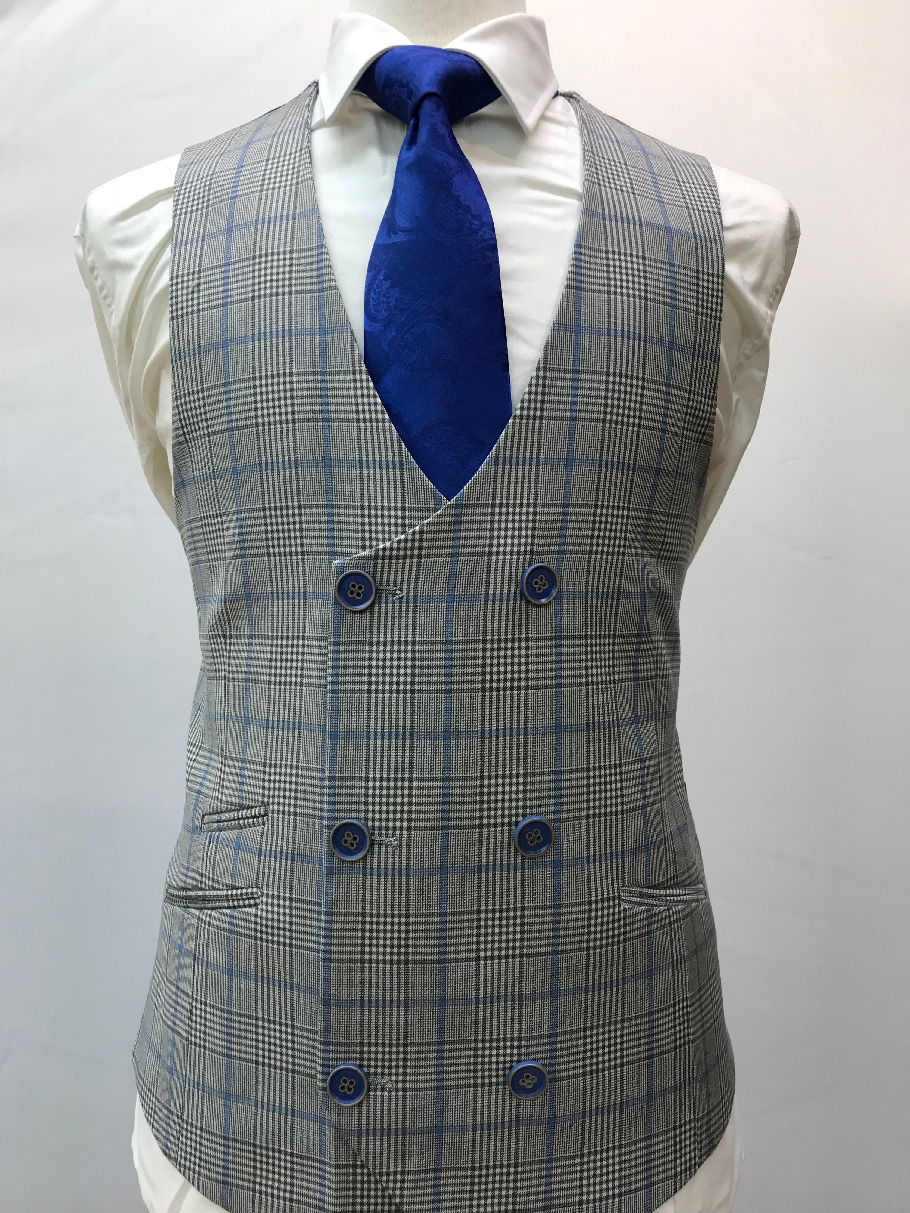 Tiglio 3pc Gray/Lt. Blue Plaid