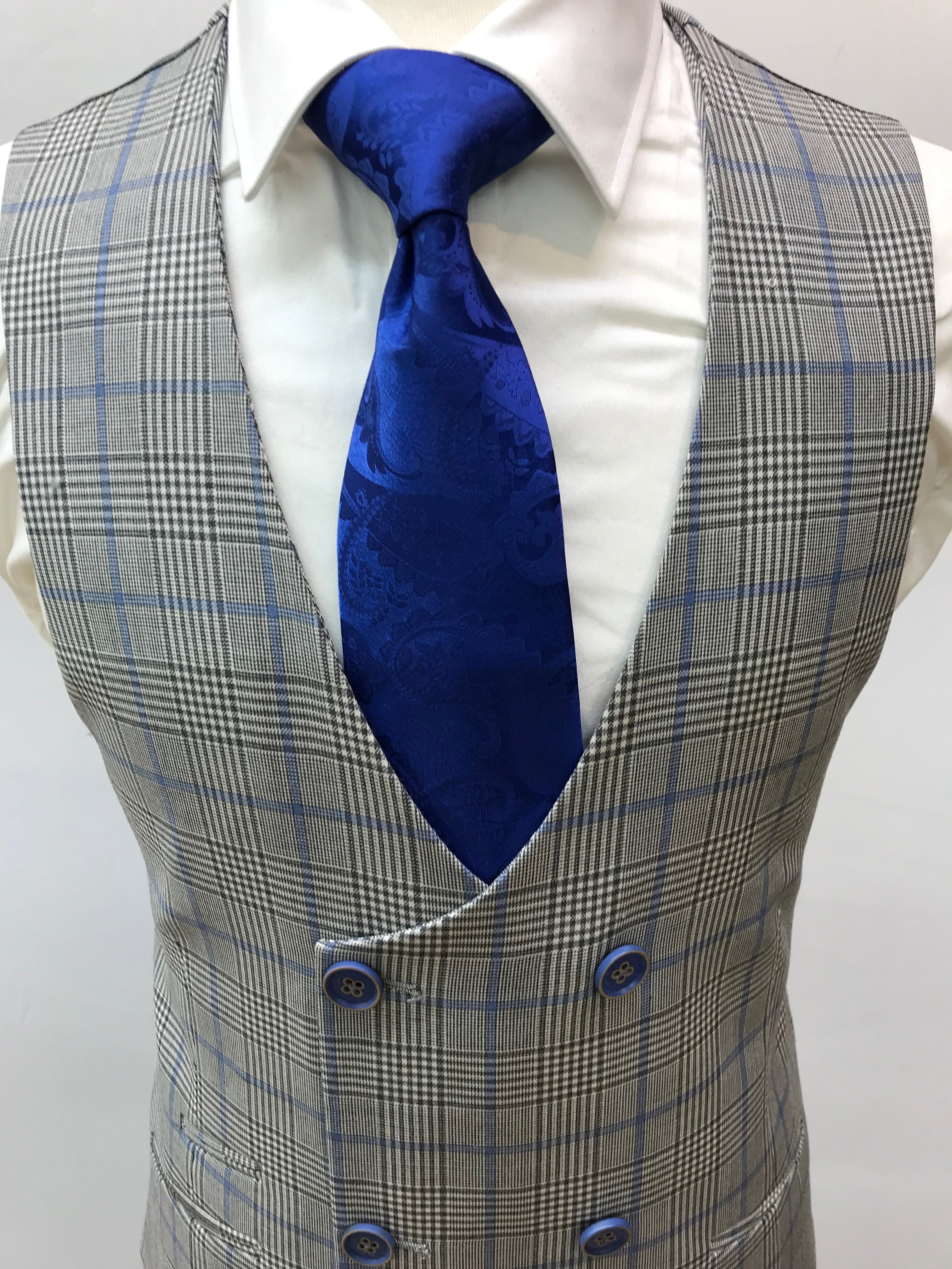 Tiglio 3pc Gray/Lt. Blue Plaid