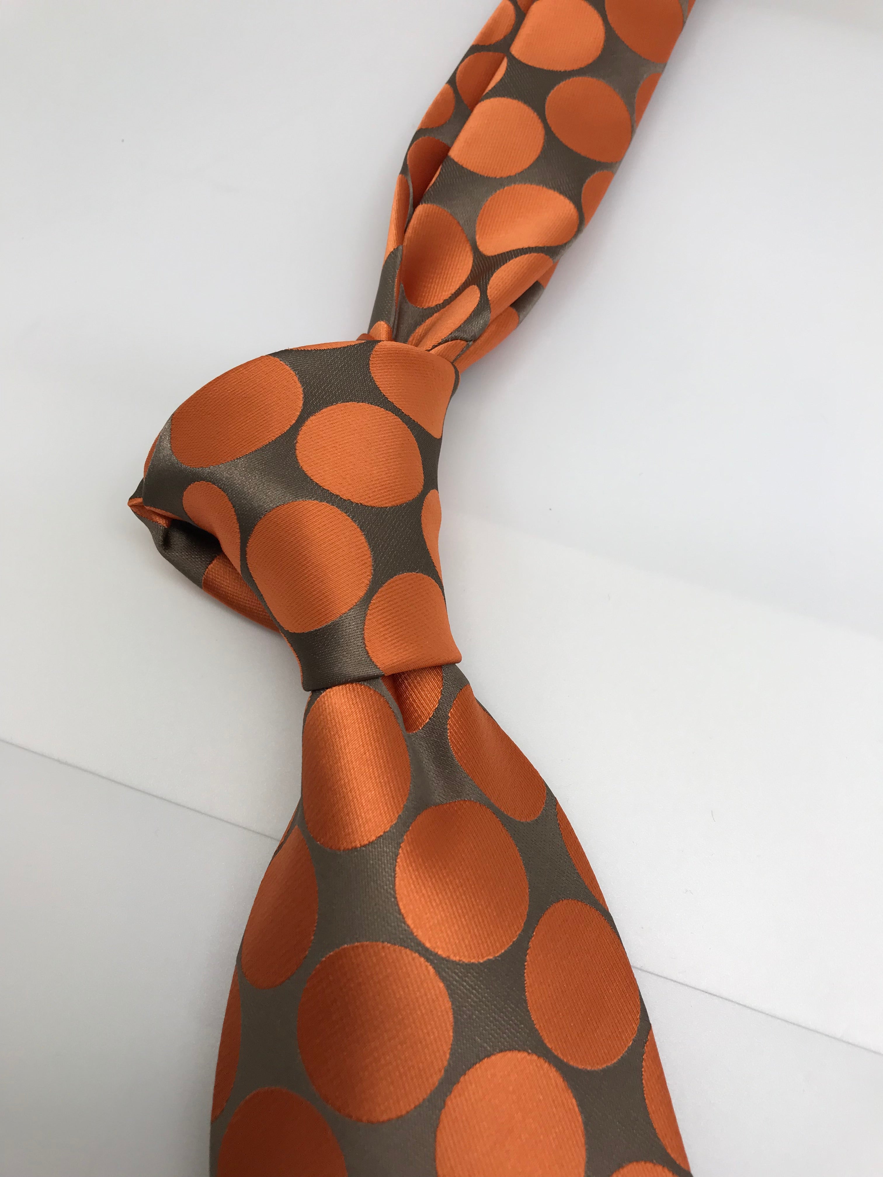 Taupe & Orange Big Polka Dot