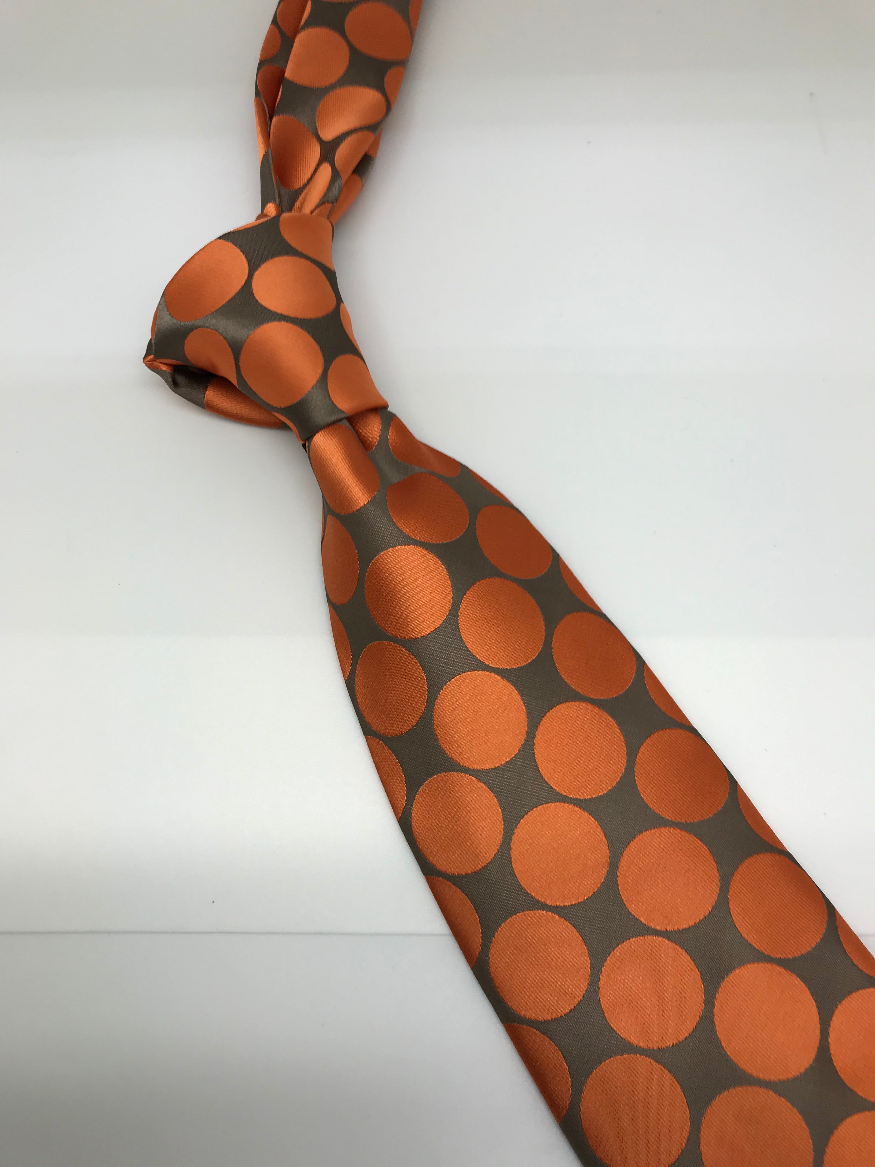 Taupe & Orange Big Polka Dot