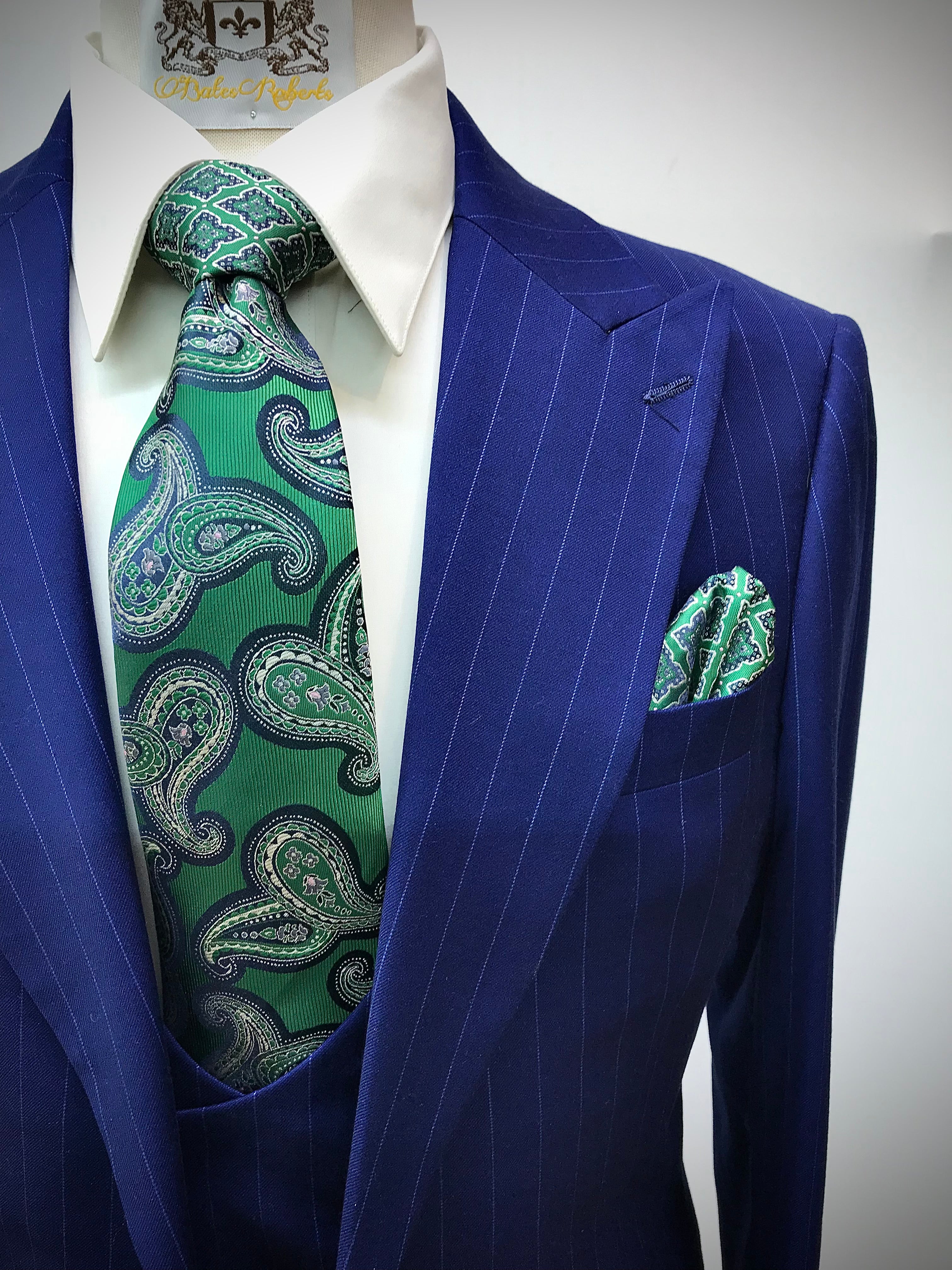 Canuti 3Pc Blue/w Lt. Blue Stripe Suit