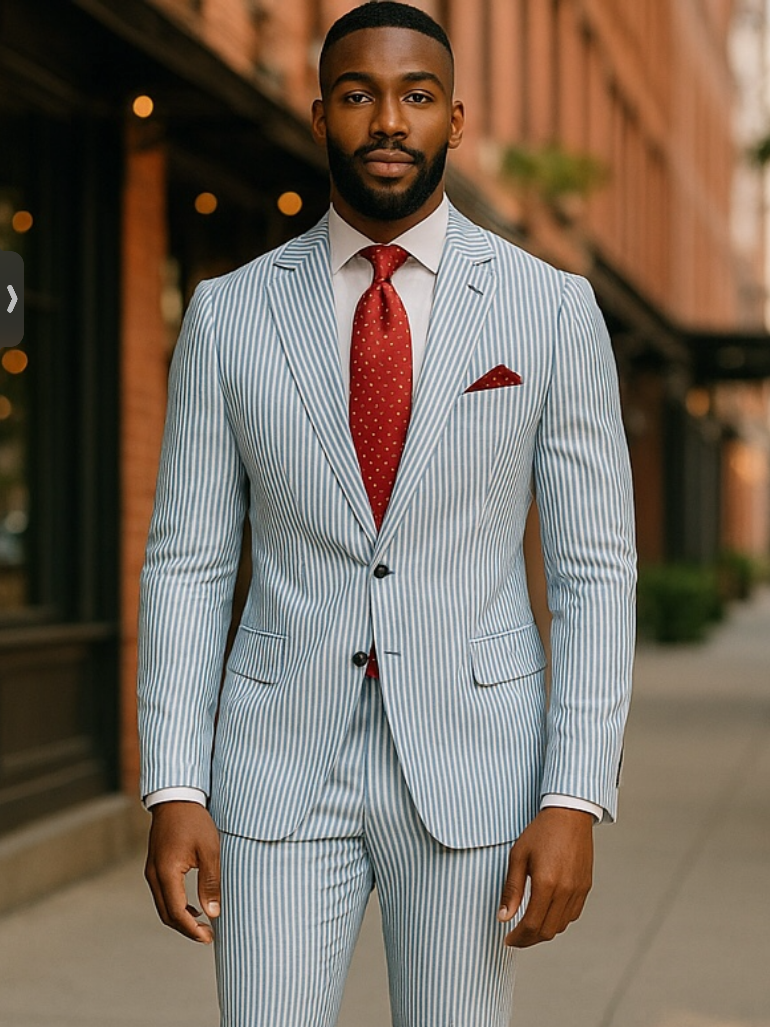 Paisley & Gray Slim Fit Blue/White Seer Sucker Suit