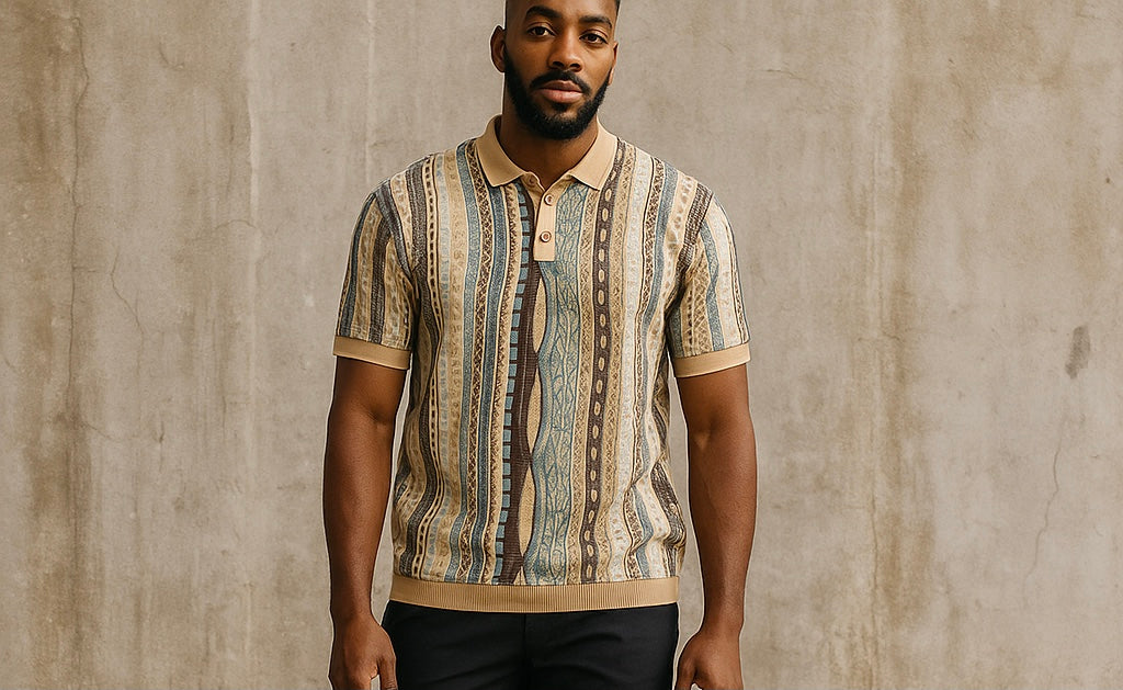Cigar Couture Sand/ Multicolor Short Sleeve Knit Shirt