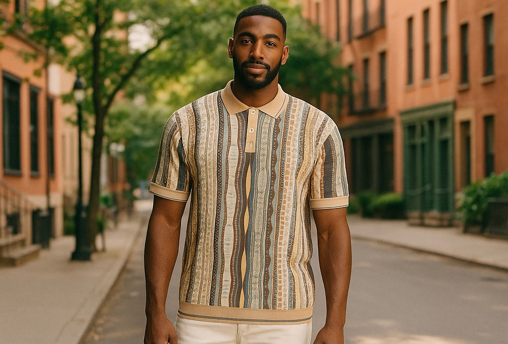 Cigar Couture Sand/ Multicolor Short Sleeve Knit Shirt