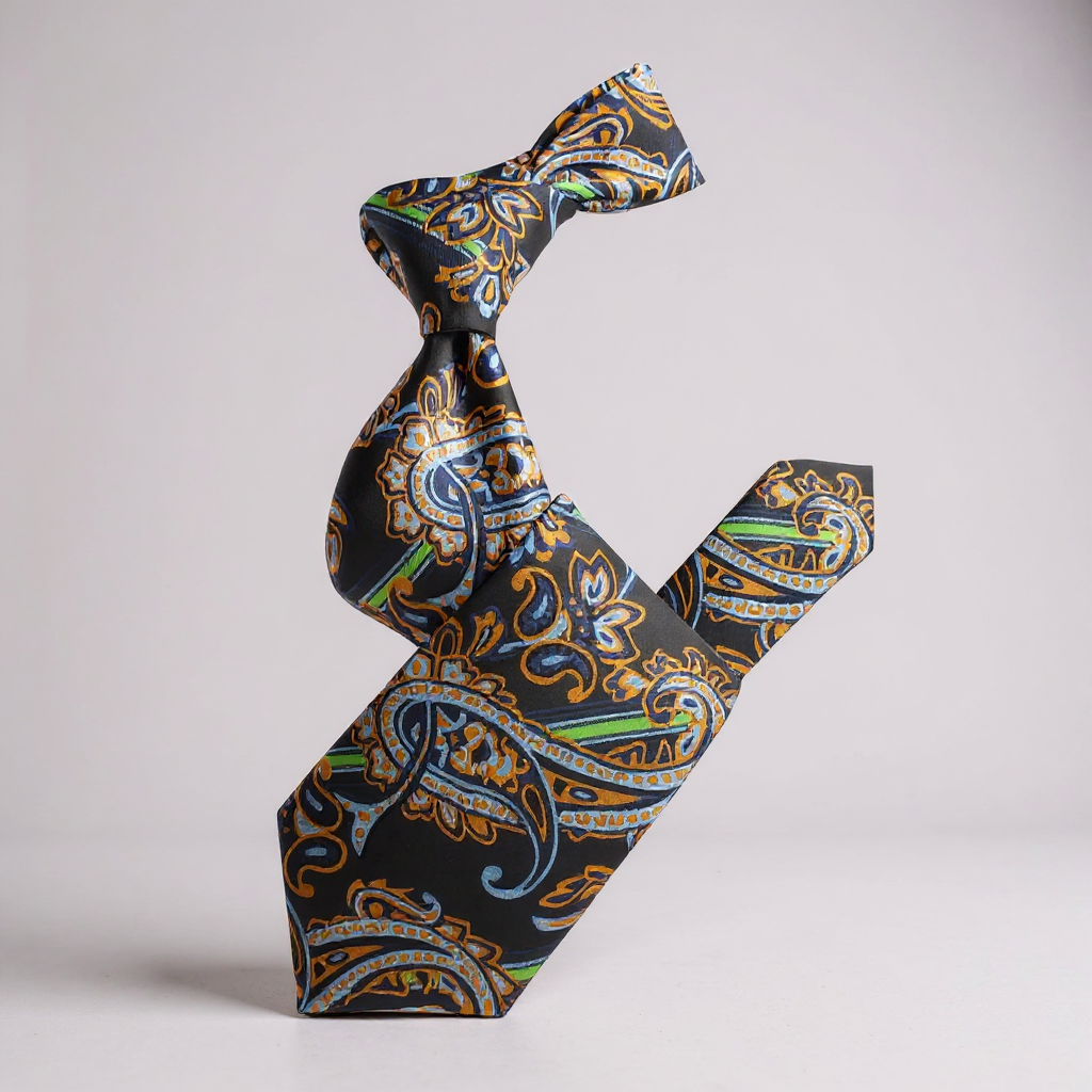 Krazy Paisley Navy & Orange Tie