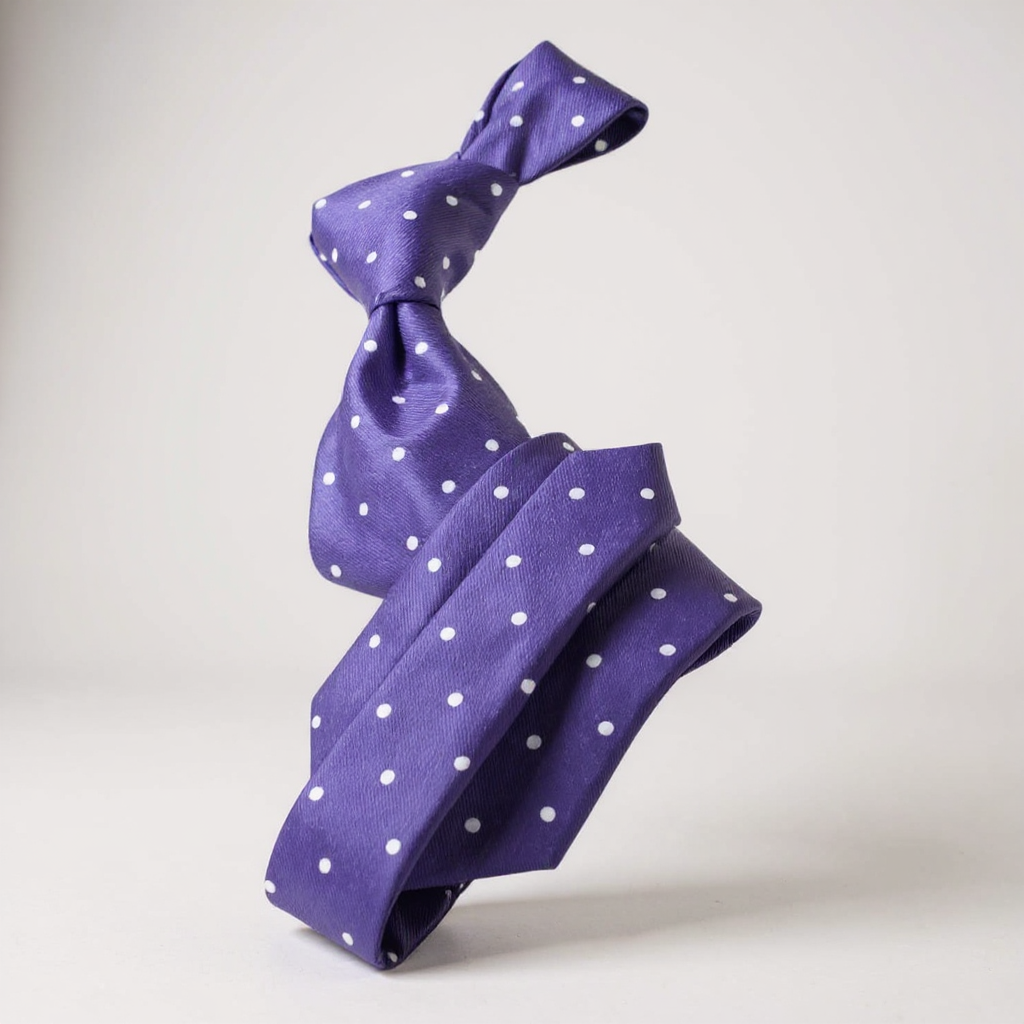 Purple Solid White Dot Tie