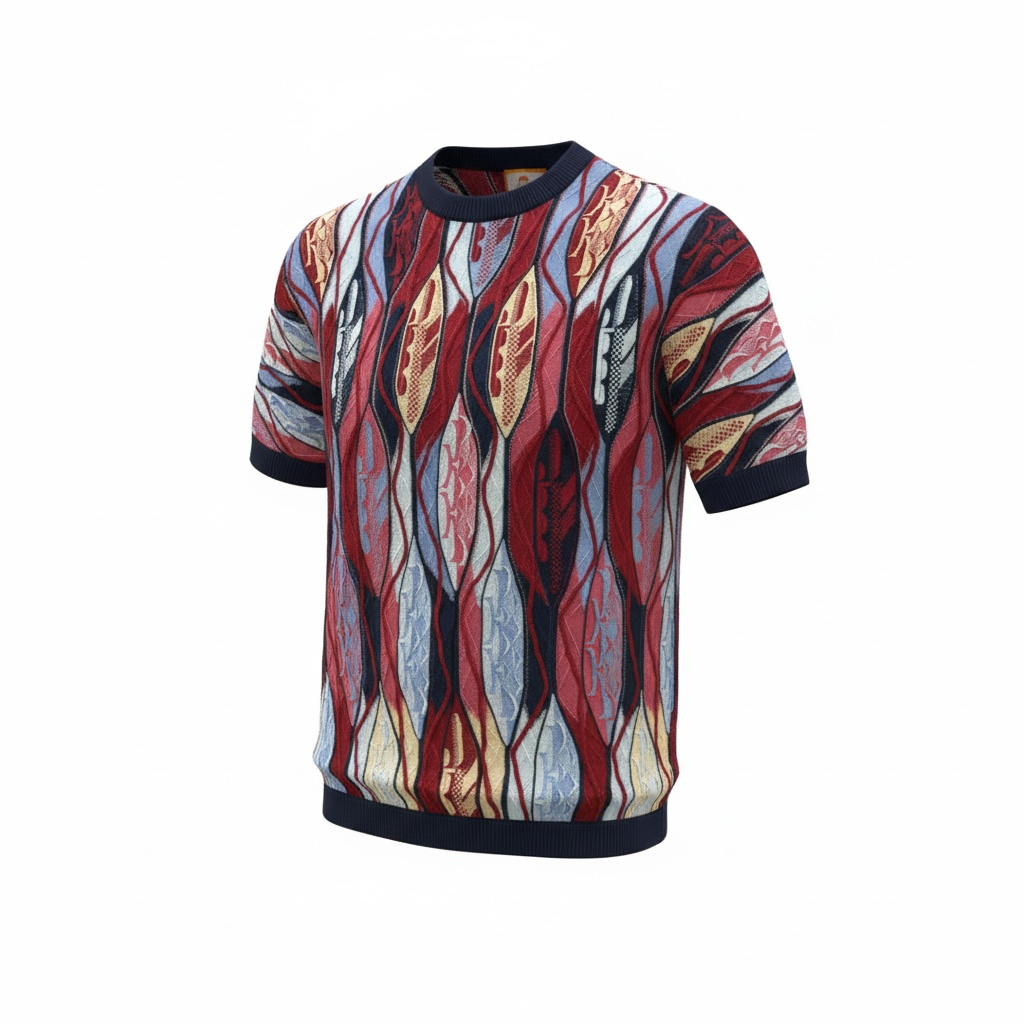 Couture Short Sleeve Shirt Navy/Red/Tan