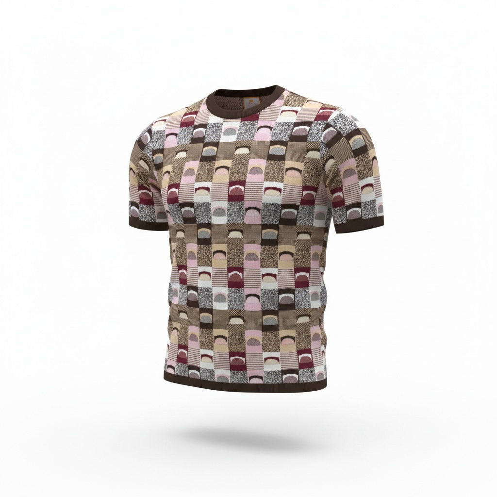Couture Short Sleeve Shirt Brown/Tan/Pink